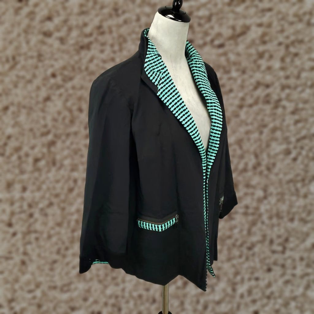 Vintage VINTAGE Misook Blazer Jacket Women Medium Black Cotton Blend Formal Business Casual Streetwear Size M / US 6-8 / IT 42-44 - 1 Thumbnail