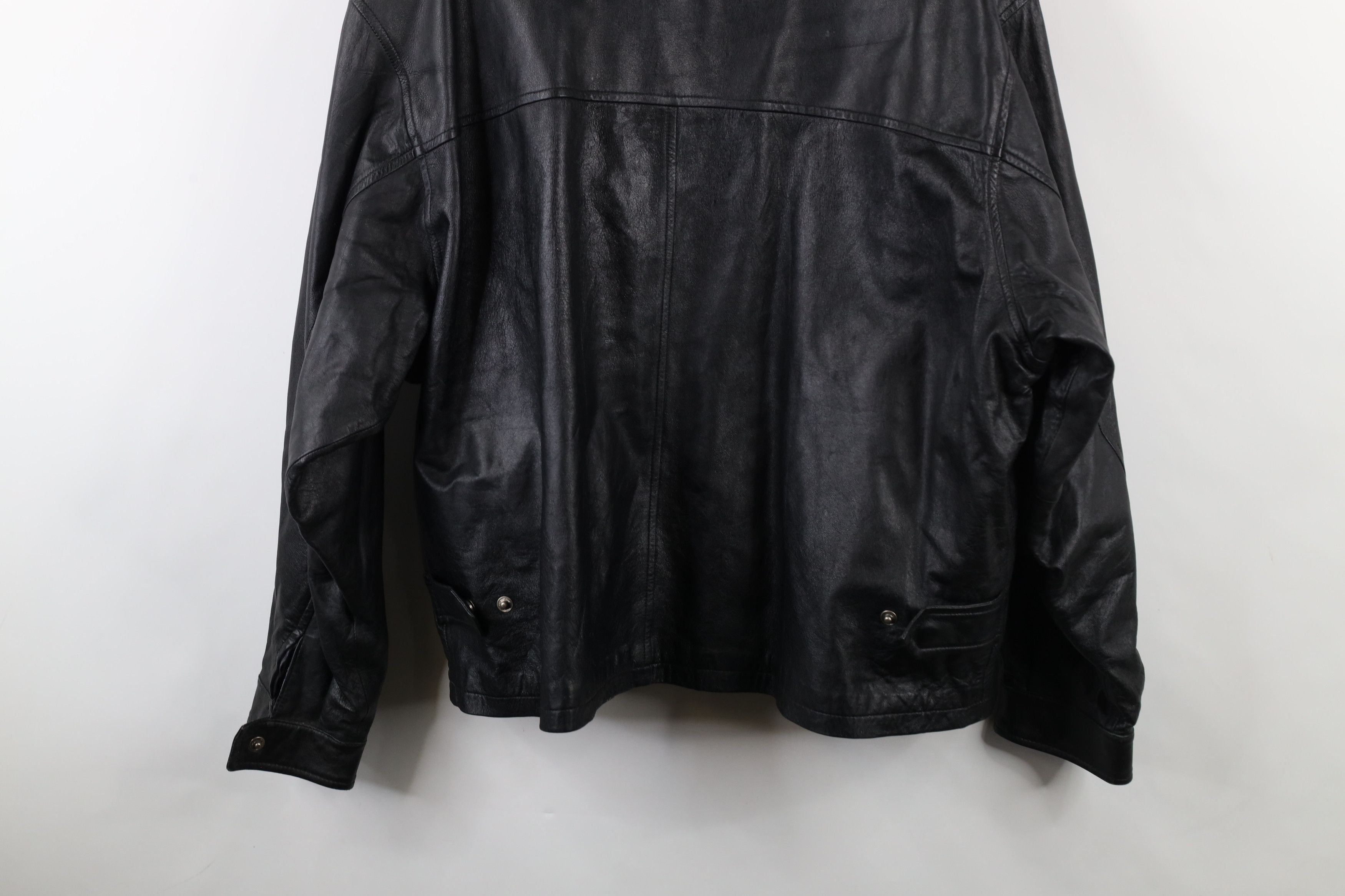 Vintage Vintage 90s Streetwear Side Buckle Full Zip Leather Jacket Size US XXL / EU 58 / 5 - 17 Thumbnail