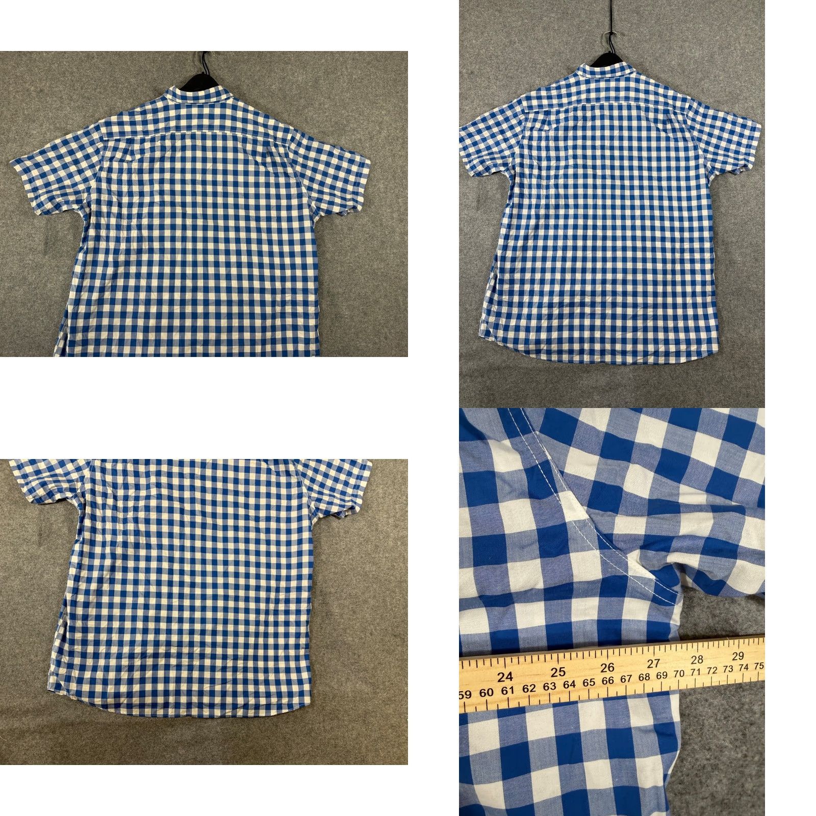 Vintage L.L.Bean Shirt Mens XLT Blue White Checked Traditional Fit Short Sleeve Outdoor Button-Up Shirt Size US XL / EU 56 / 4 - 8 Thumbnail