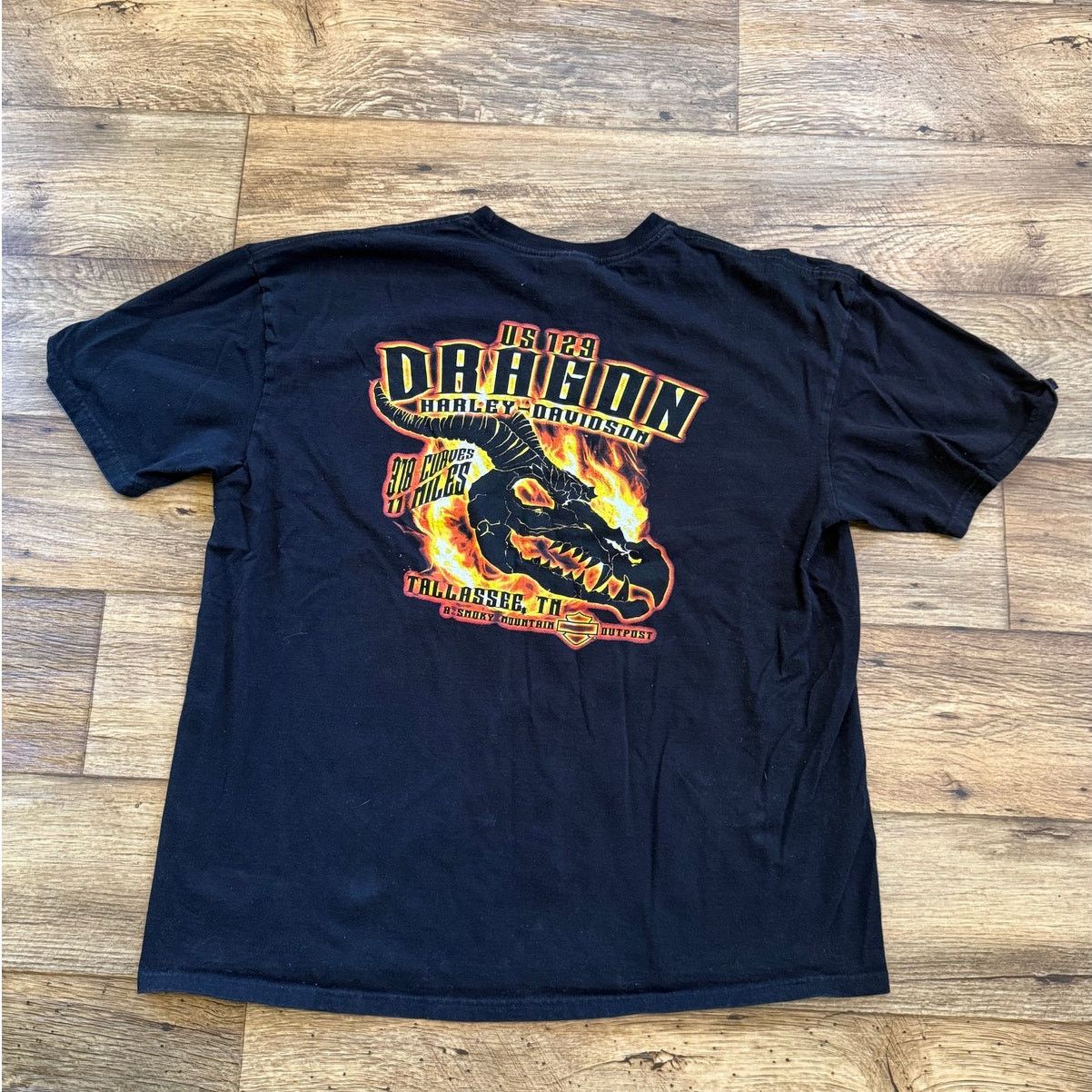 Harley Davidson Harley Davidson US 129 Dragon Y2k Black Biker Tee Shirt Size US XXL / EU 58 / 5 - 2 Thumbnail