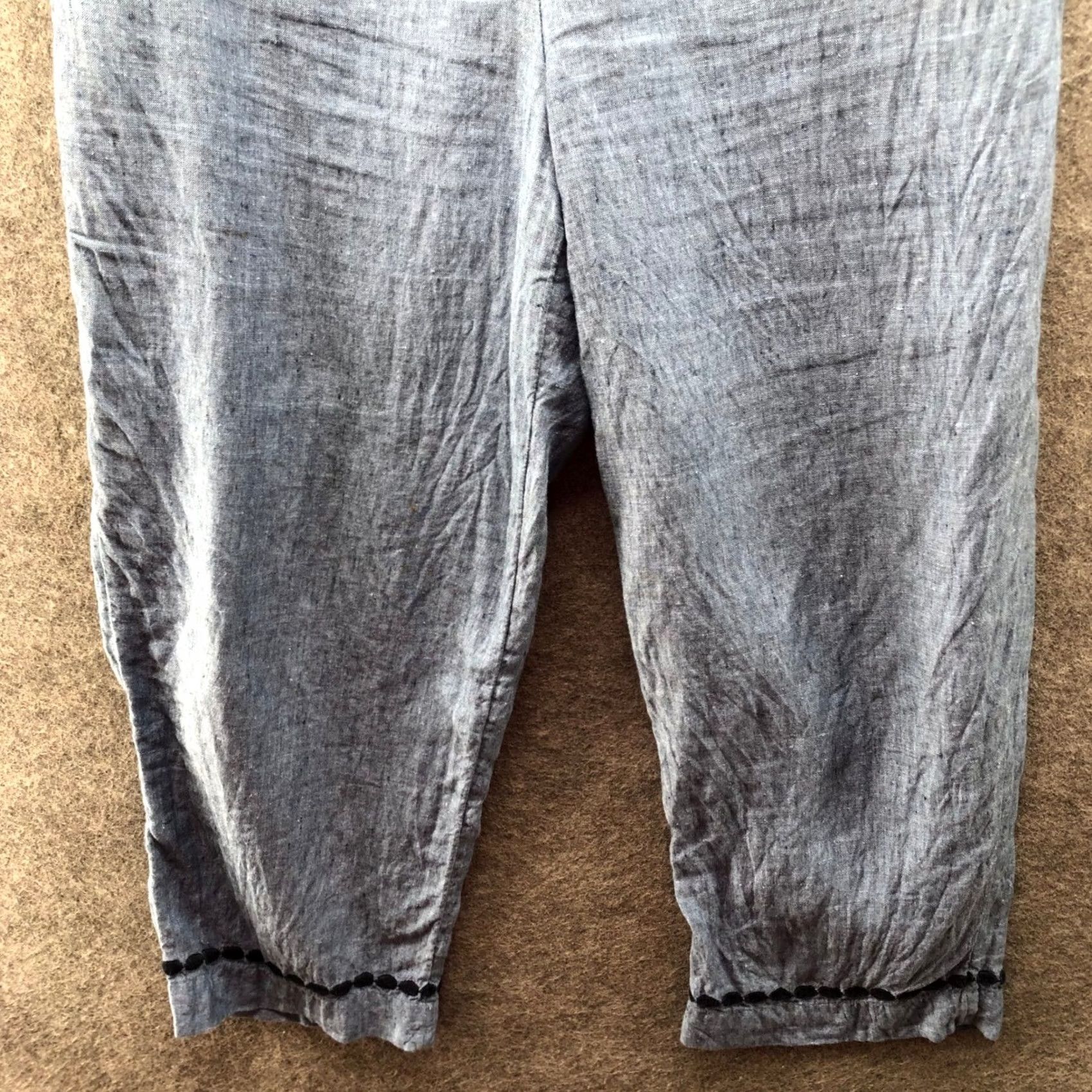 Charter Club Charter Club Pants Wool? 100% Linen Pull On Crop Womens M Blue Straight Embroidered Size 32" / US 10 / IT 46 - 5 Thumbnail