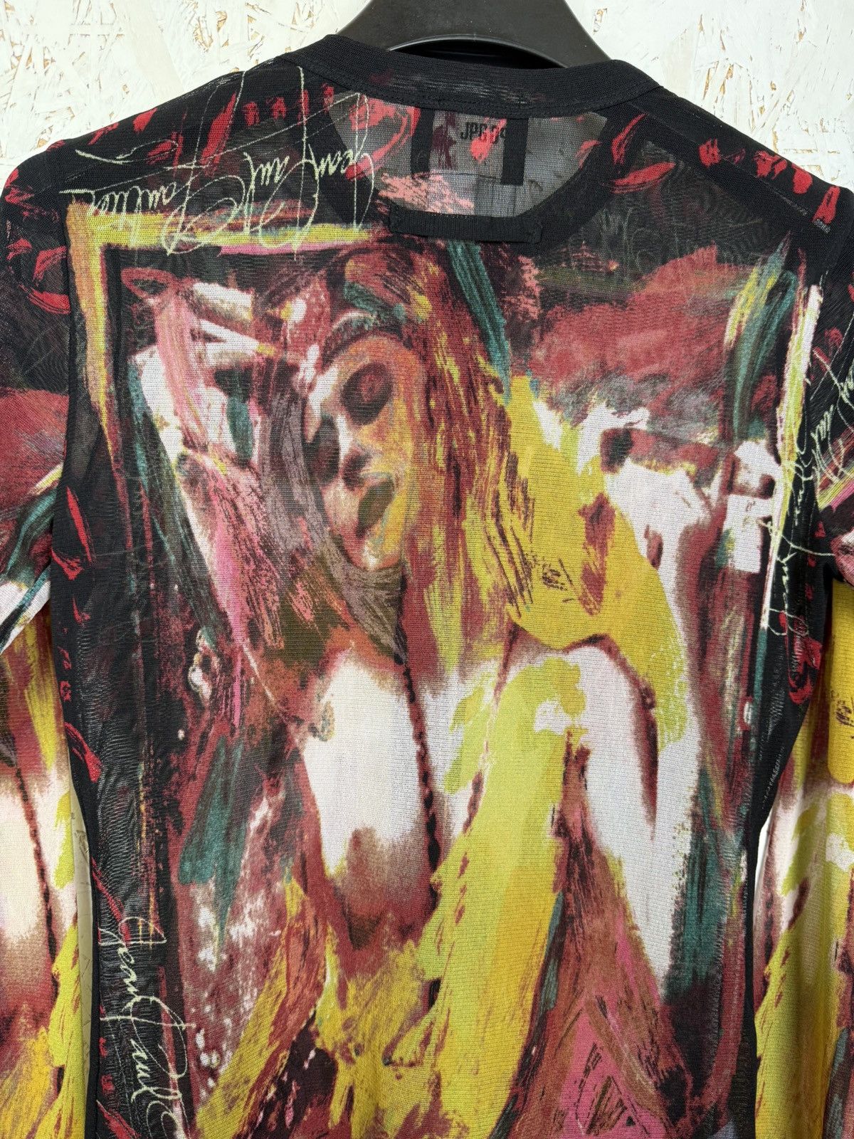 Jean Paul Gaultier 90s Vintage Jean Paul Gaultier Painted Woman Mesh Cardigan Size S / US 4 / IT 40 - 8 Thumbnail