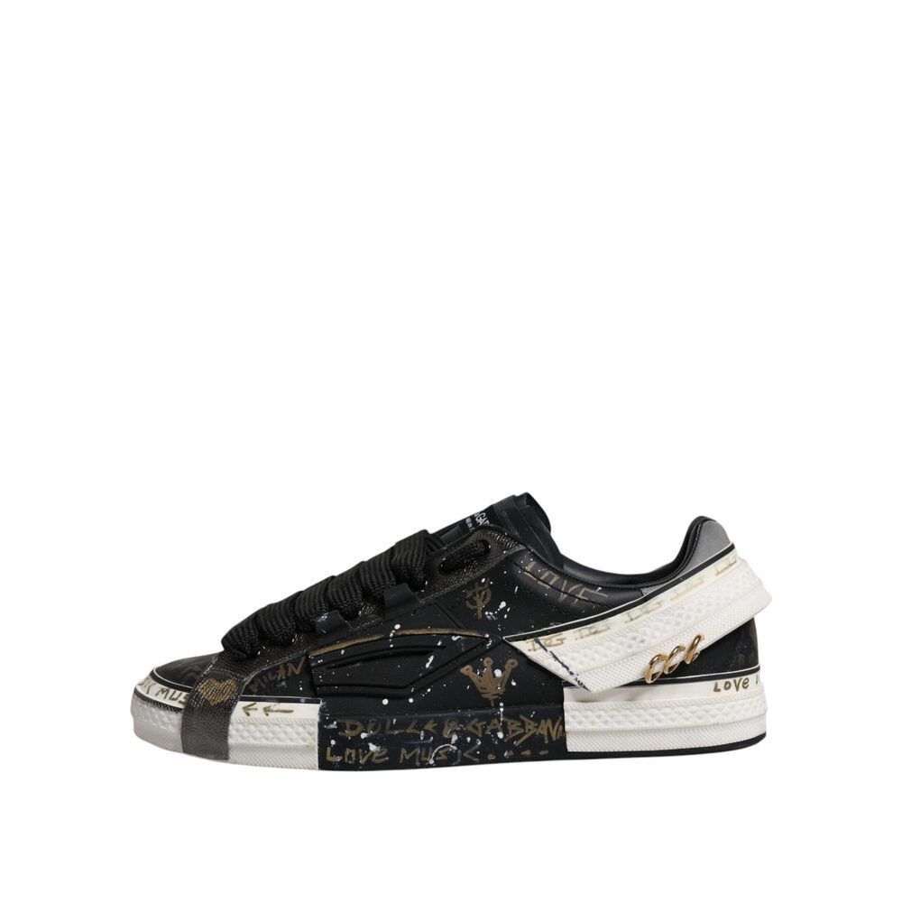 Dolce & Gabbana Dolce & Gabbana Black White Portofino Low Top Sneakers Shoes Size US 11 / EU 44 - 6 Thumbnail