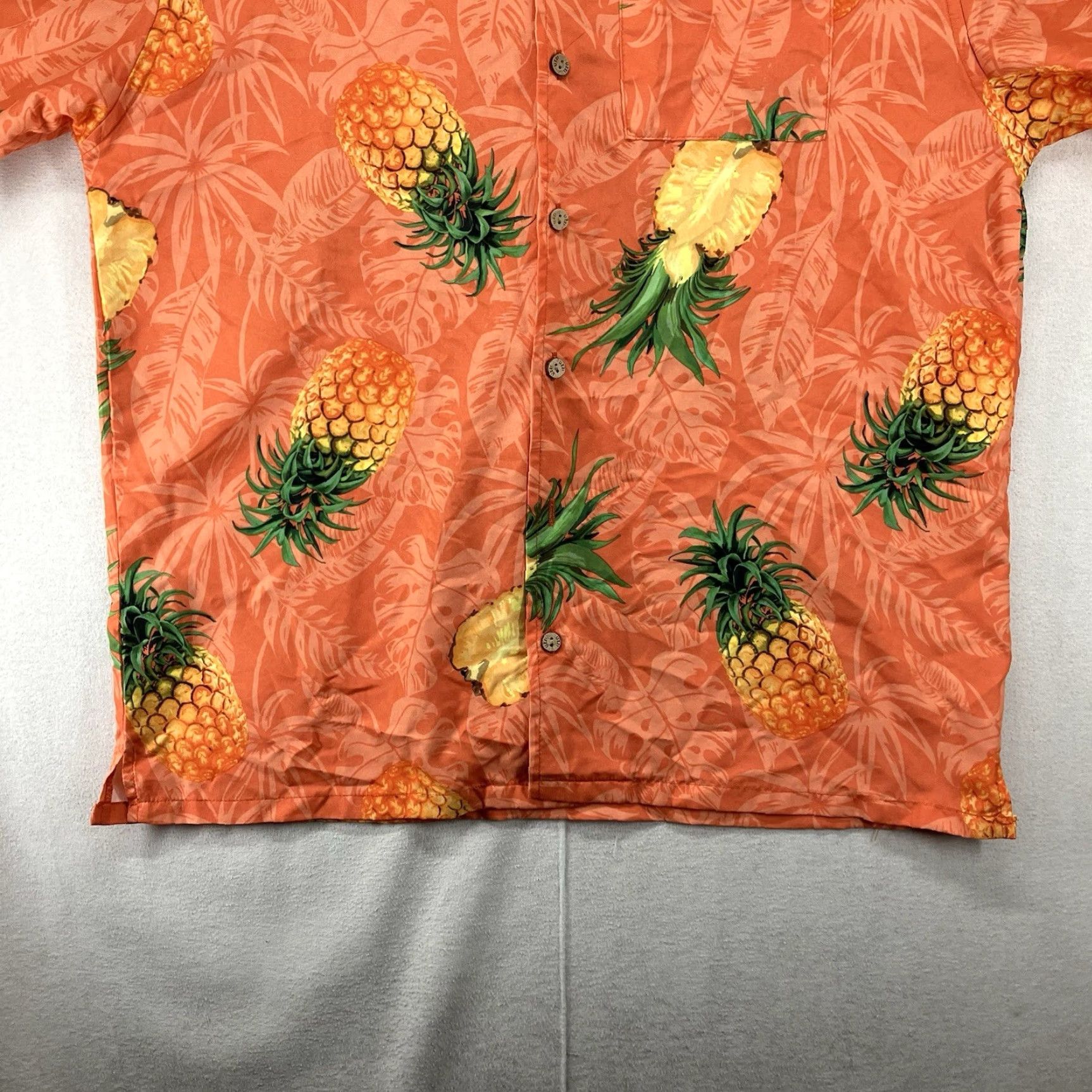 FUZZI VINTAGE Uzzi Mens Hawaiian Pineapple Shirt M Regular Button-Up Short Sleeve Floral Orange Beach Retro Tropical Island 46 in Mens Size US M / EU 48-50 / 2 - 7 Thumbnail