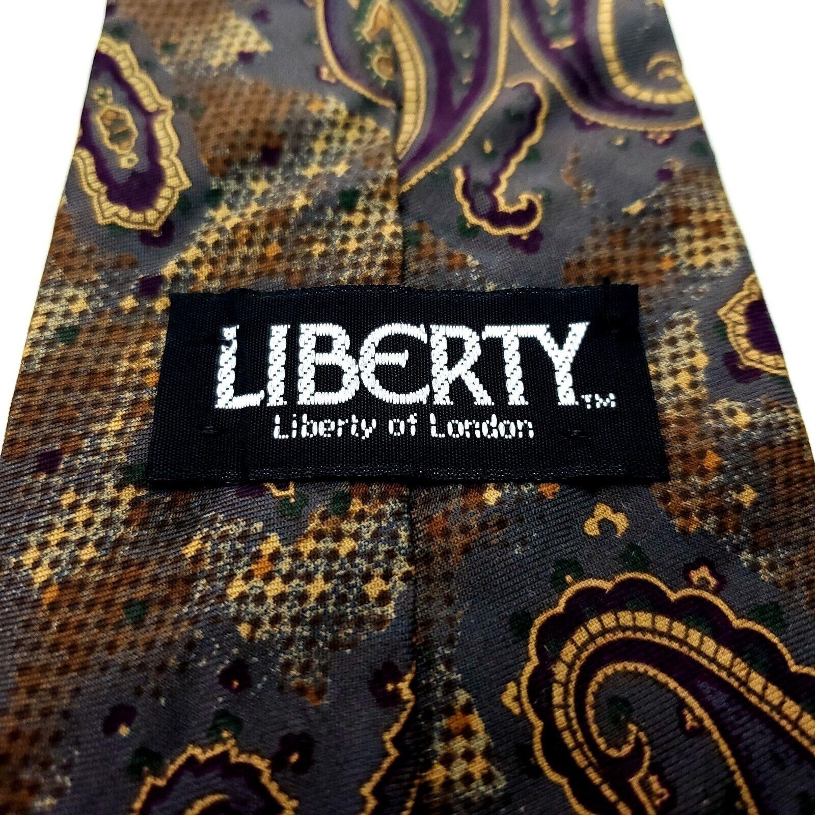 Liberty London Liberty Of London Brown & Grey Silk Tie Woven Short Paisley Size ONE SIZE - 5 Thumbnail