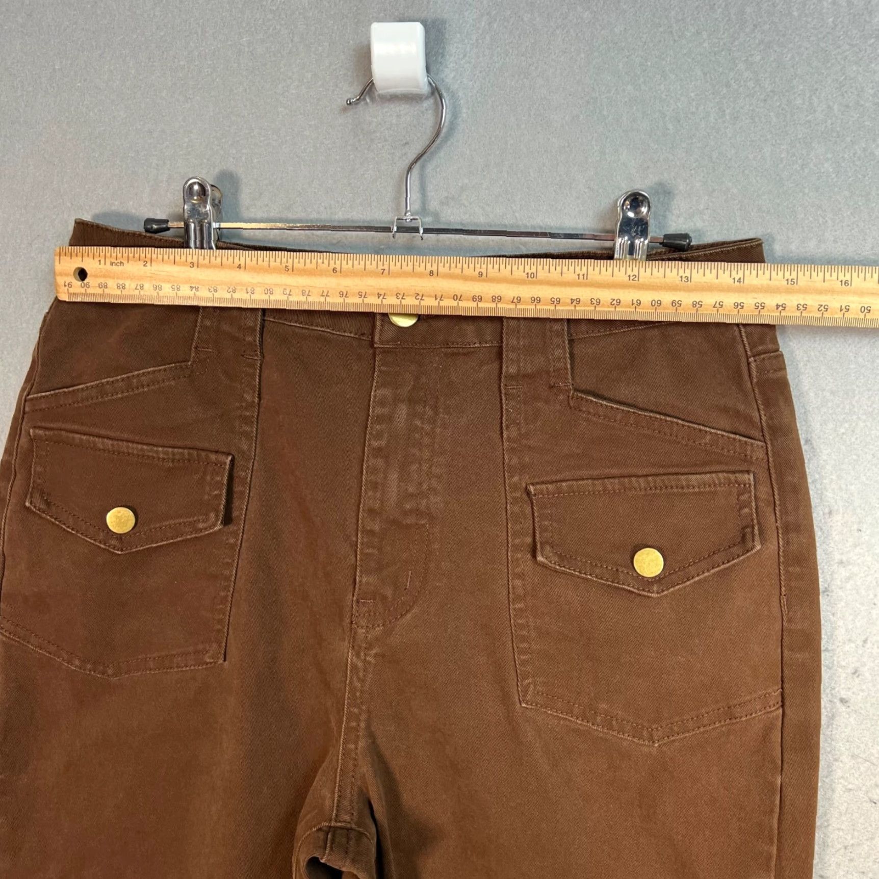 Cider VINTAGE Cider Pants Adult Womens Medium Brown Cotton Gold Buttoned Pockets Straight Leg Ankle 29in Womens Size 32" / US 10 / IT 46 - 4 Thumbnail