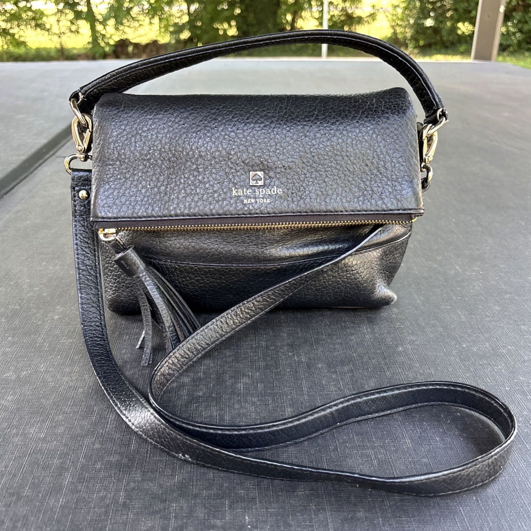 Vintage kate spade new york Crossbody Shoulder Bag Black Pebbled Leather Southport Ave Carmen Size ONE SIZE - 2 Thumbnail