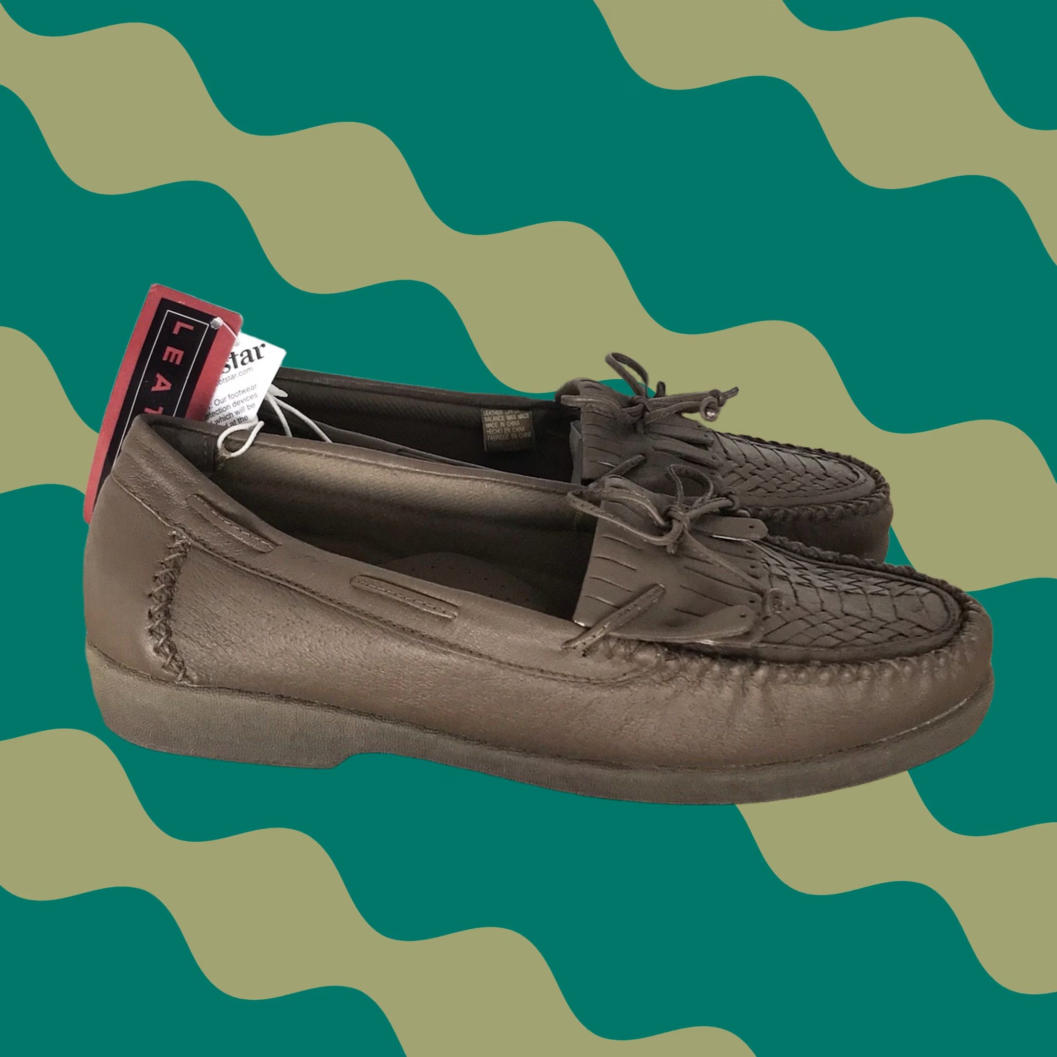 Vintage Walkables Women Taupe Woven Leather Tassel Slip-On Comfort Moccasins Loafers 10W Size US 10 / IT 40 - 1 Thumbnail