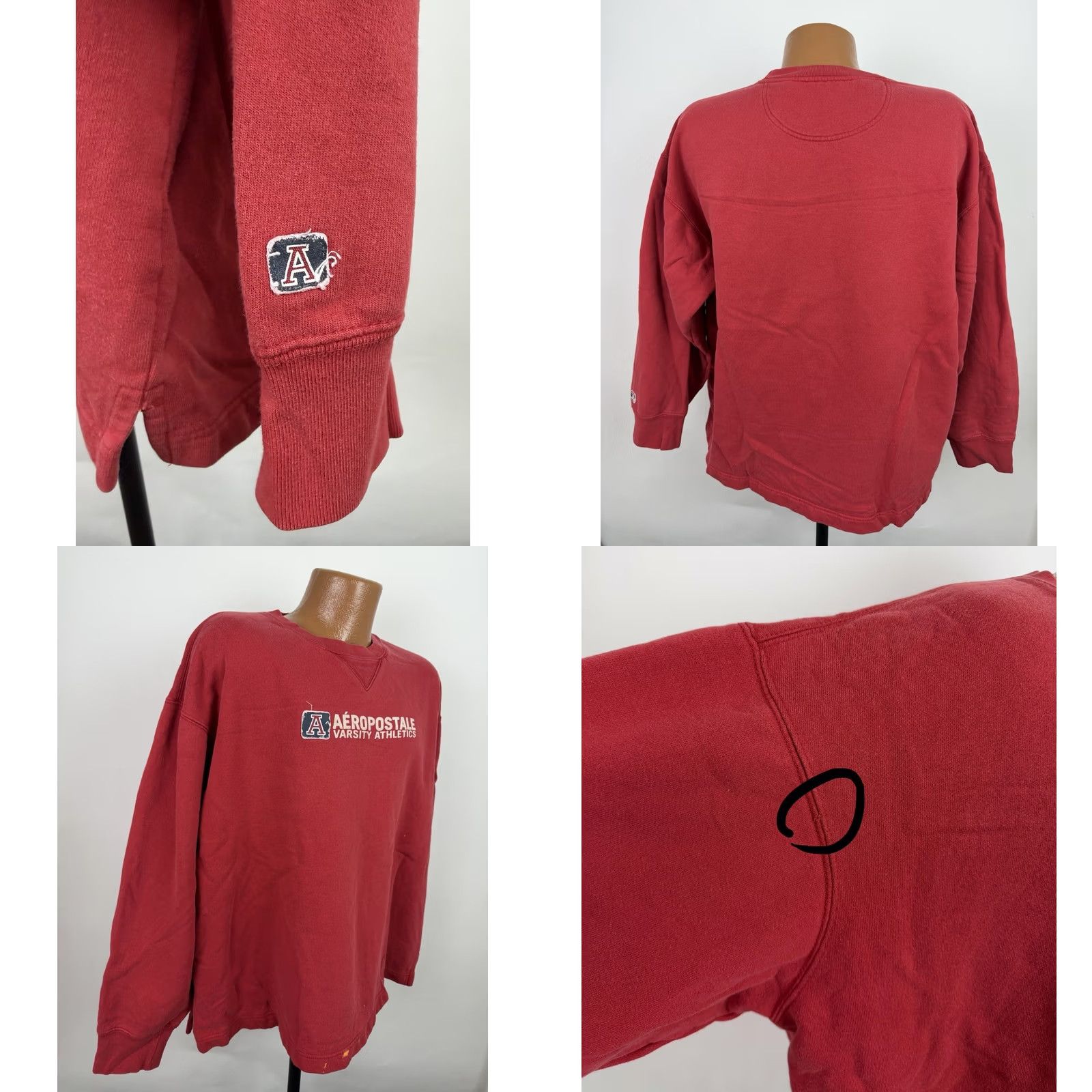 Aeropostale VINTAGE Aeropostale Sweatshirt Mens XL Red 90s Logo Applique Boxy Fit Distressed Sweatshirt Regular Men XL Red 90s Grunge Retro Skater Size US XL / EU 56 / 4 - 8 Thumbnail