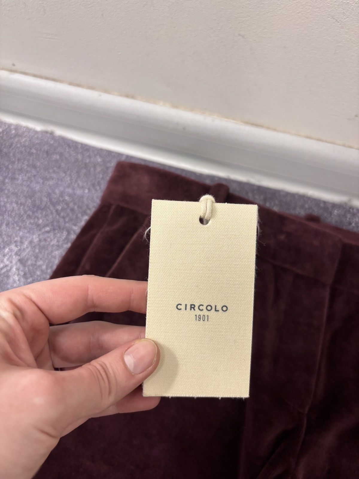Circolo 1901 Circolo 1901 Women’s NWT Dark Burgundy Velour Chino Pants Size 27" / US 4 / IT 40 - 7 Thumbnail