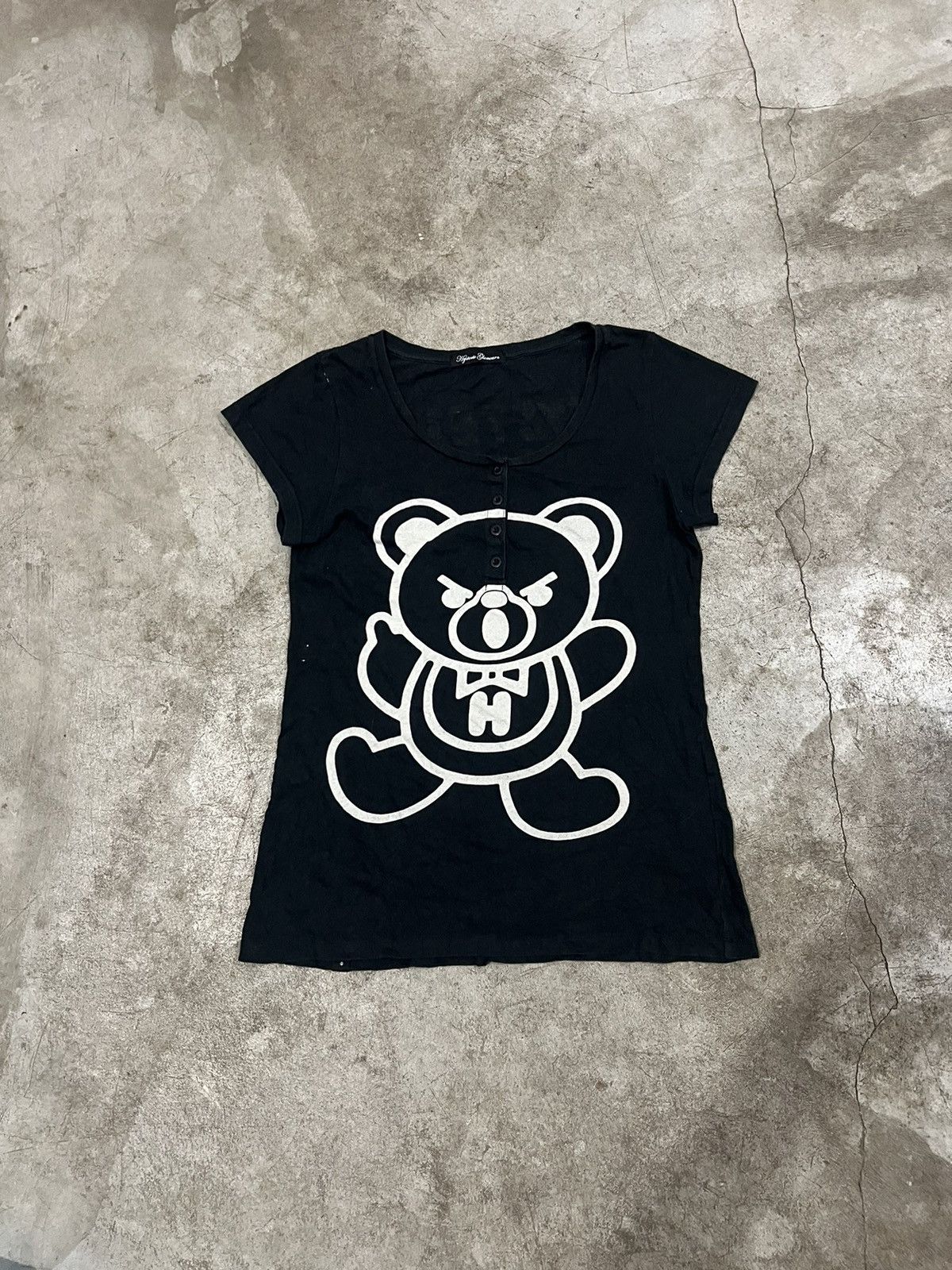 Hysteric Glamour × Japanese Brand × Vintage Hysteric Glamour F YOU Bear Henley Neck Womens Top Size ONE SIZE - 1 Thumbnail
