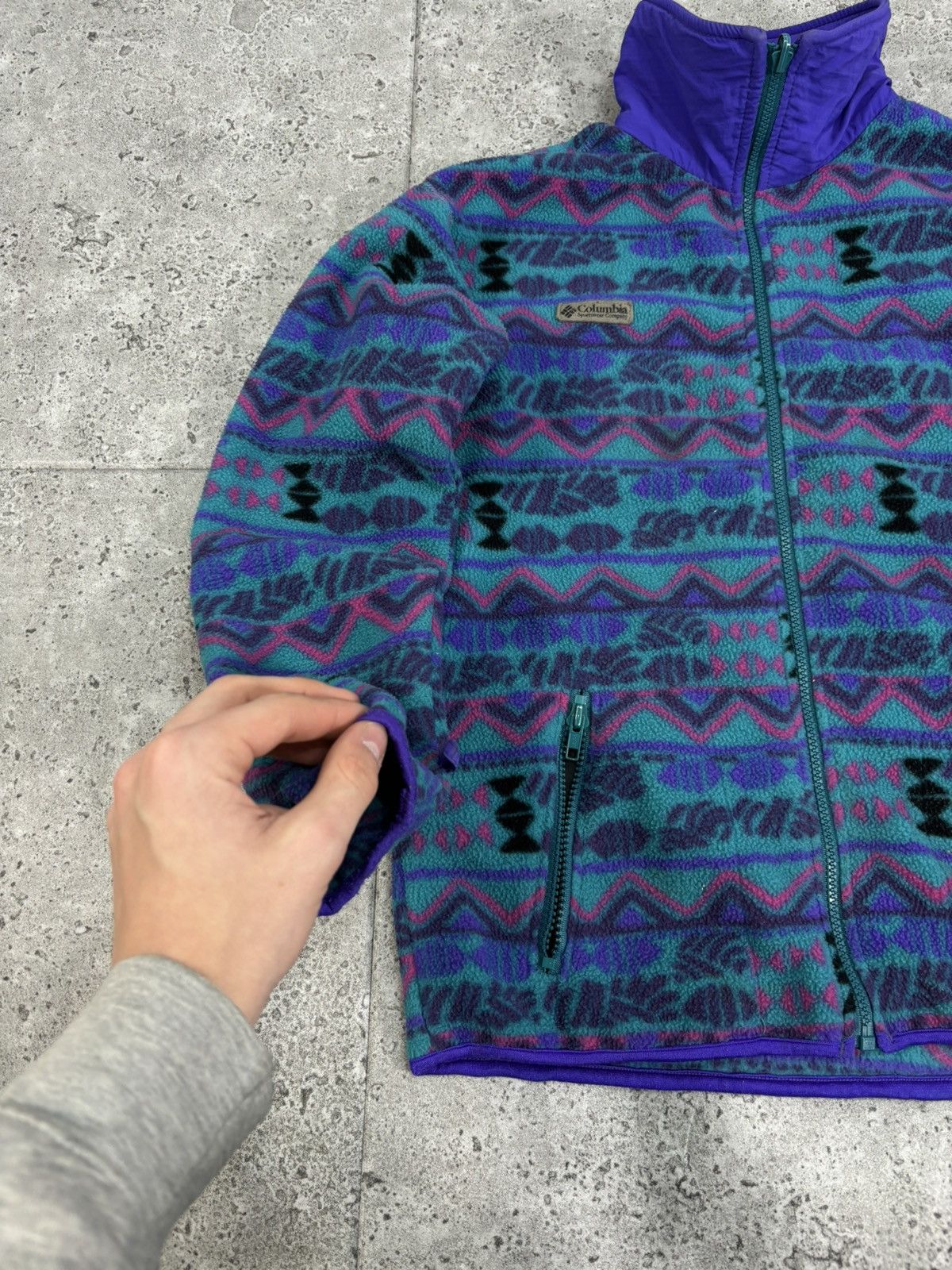Columbia × Vintage Crazy Archive 90s Columbia Aztec Synchilla Zip Fleece Y2K Size US S / EU 44-46 / 1 - 5 Thumbnail