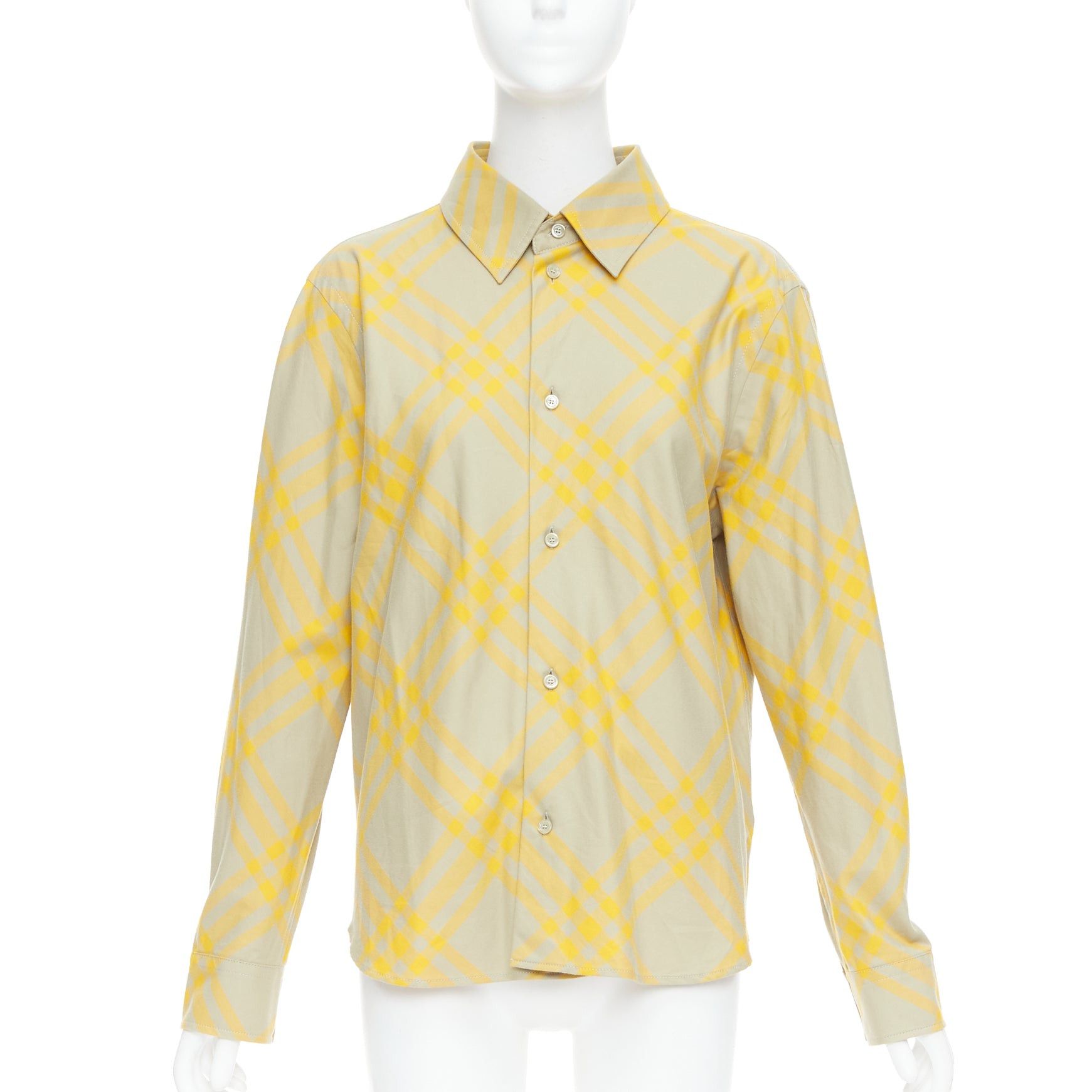 Burberry BURBERRY yellow khaki knight House Check long sleeve shirt UK8 S Size S / US 4 / IT 40 - 1 Thumbnail