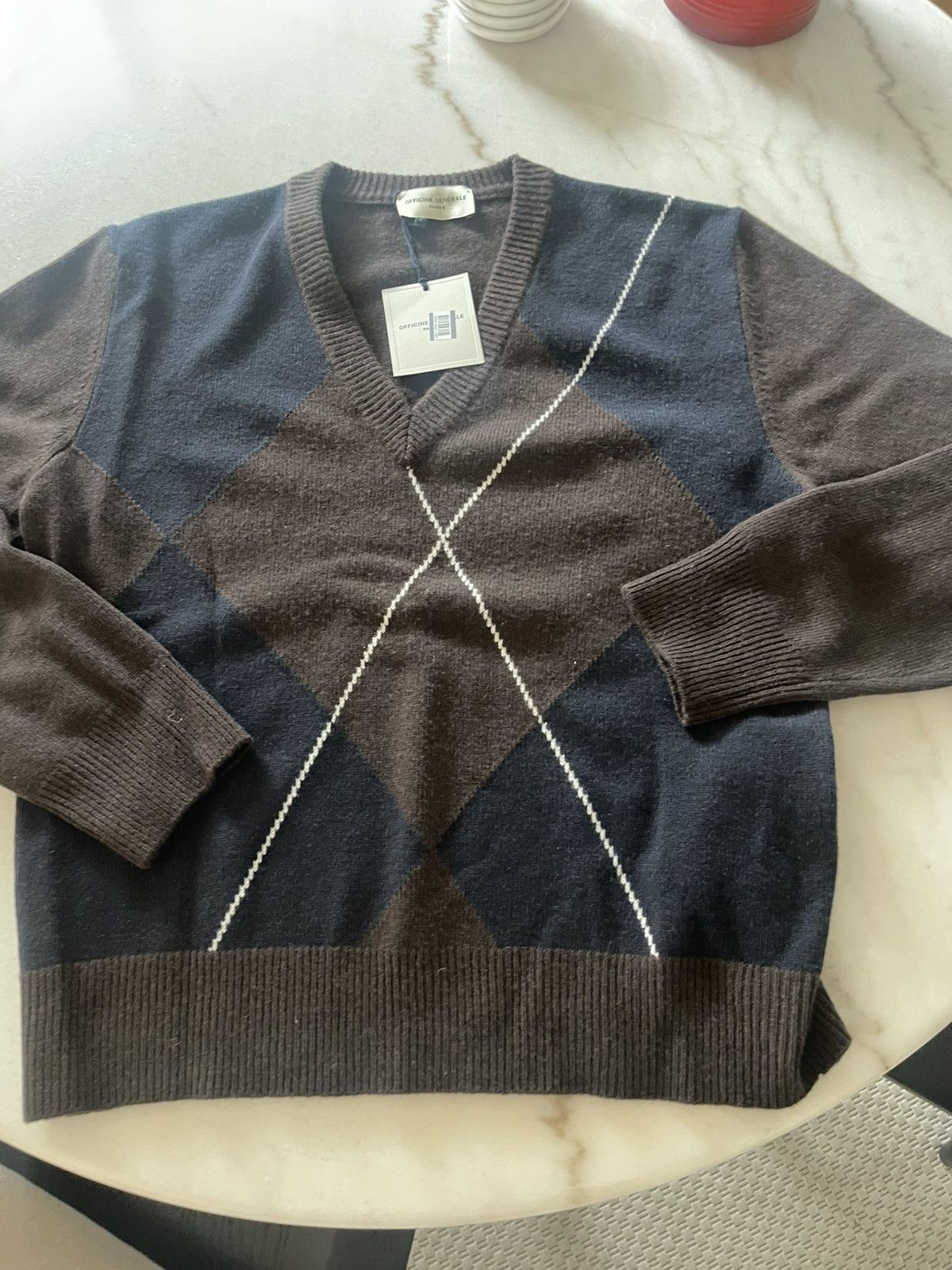 Officine Generale Officine Generale mens Argyle sweater M Made in Italy NWT Size US M / EU 48-50 / 2 - 13 Thumbnail