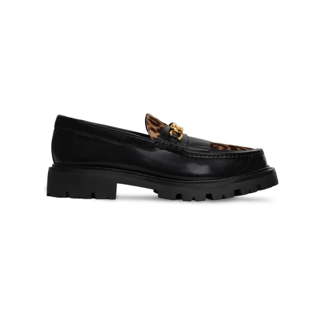 Celine o1bcso1str1024 Margaret Leopard Loafer in Black/Beige Size US 10 / IT 40 - 1 Thumbnail
