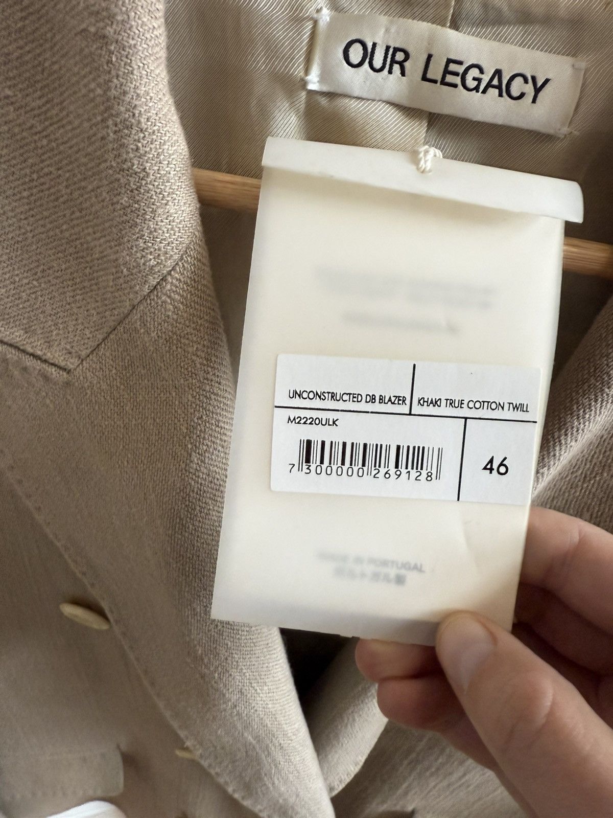 Our Legacy Our Legacy Unconstructed DB Blazer Khaki True Cotton Twill Size 38R - 4 Thumbnail