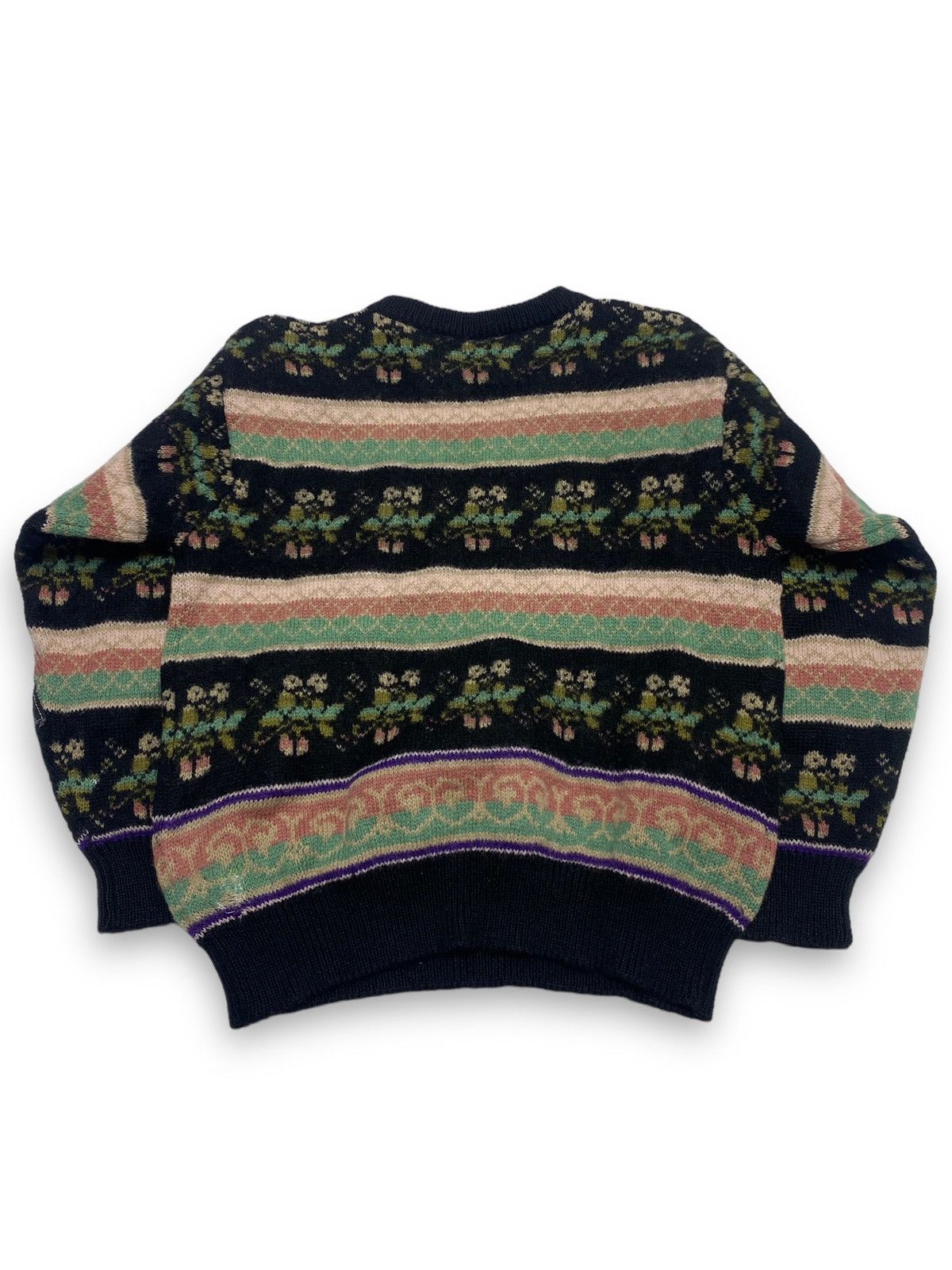 Vintage 80s Vintage Fun Knitz Wool Crazy Pattern Flowers Sweater Size US S / EU 44-46 / 1 - 7 Thumbnail