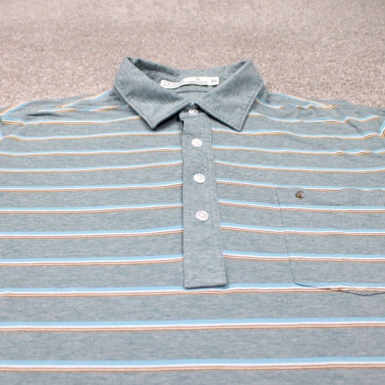 Vintage Criquet Polo Shirt Mens XL Blue/Green Pima Cotton Stretch Golf S/S 4 Button Size US XL / EU 56 / 4 - 4 Thumbnail