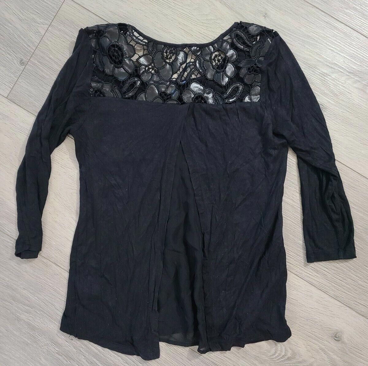 Designer BKE boutique Top Extra Small Black Long Sleeve Lace Back Size XS / US 0-2 / IT 36-38 - 2 Thumbnail