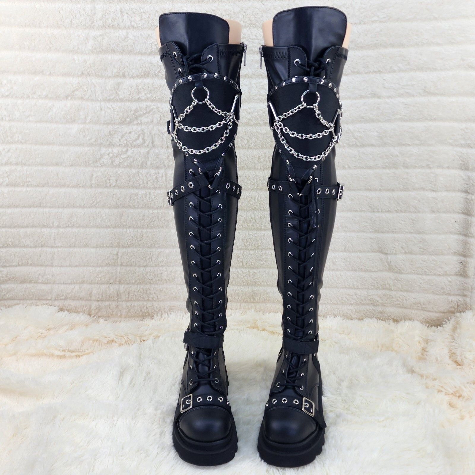 Demonia Cult DEMONIA Renegade Goth Punk Rocker Over The Knee Boots With K Size US 11 / IT 41 - 7 Thumbnail