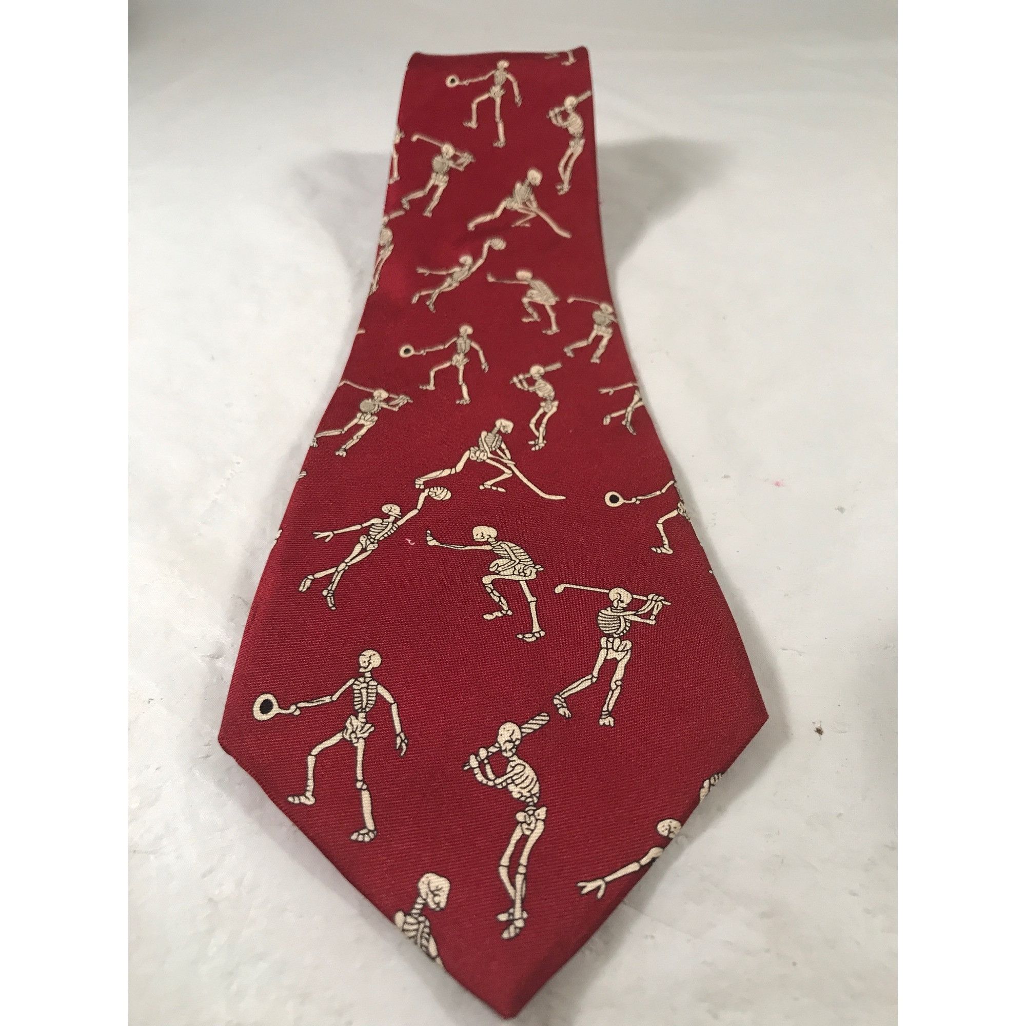 Other Anatomical Chart Co. Red Silk Skeletons Playing SportsTie Size ONE SIZE - 5 Thumbnail