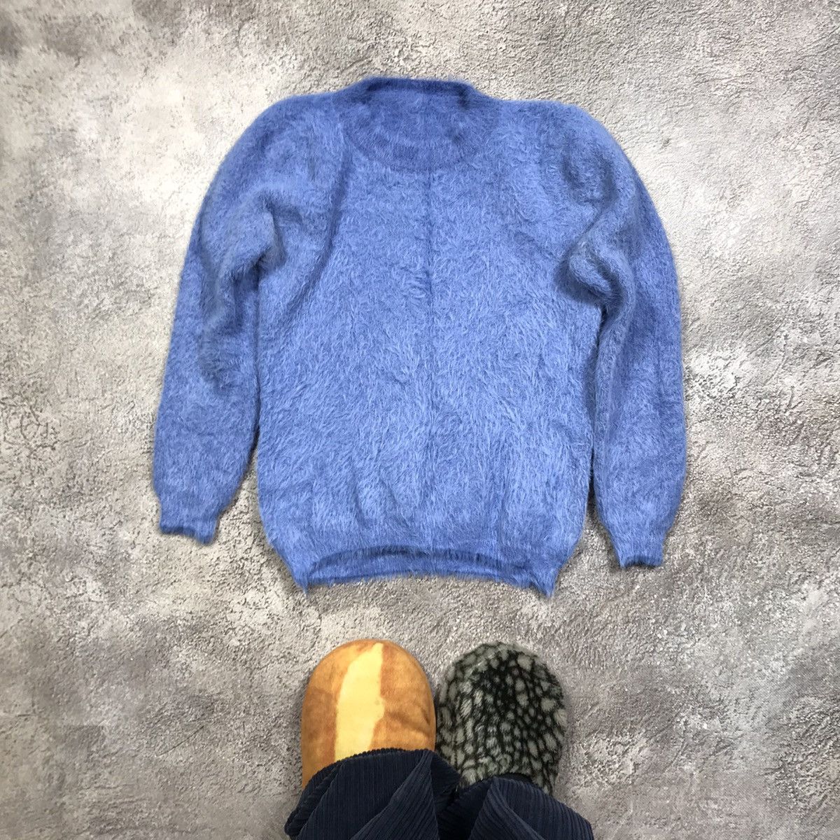 Vintage Vintage 90s Oversized Mohair Knit Sweater Grunge Blue Logo S Size S / US 4 / IT 40 - 1 Thumbnail