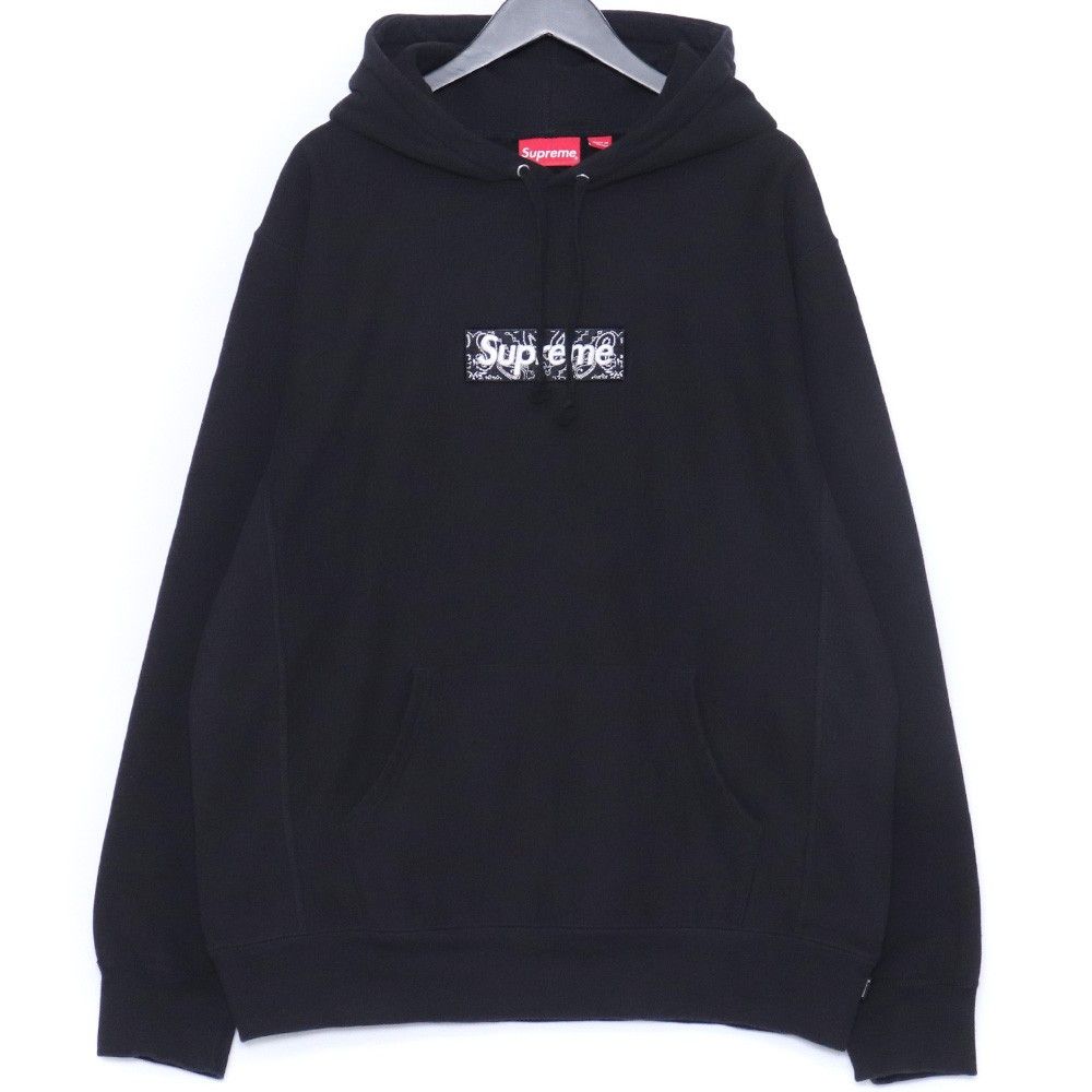Supreme Supreme black bandana paisley box logo hoodie sweatshirt