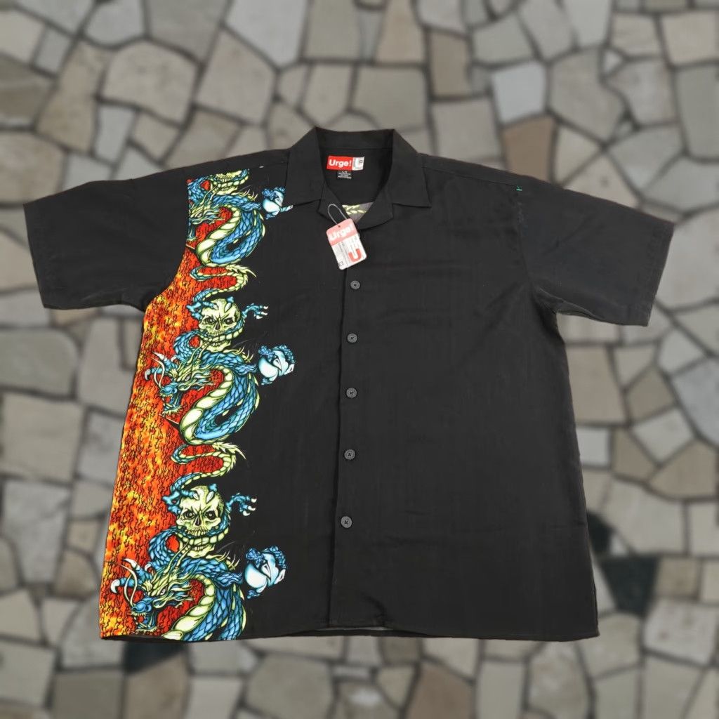 Vintage Vintage Urge ImPulse Shirt Mens Large Black Dragon Skulls Button Up Camp Y2K NEW Size US L / EU 52-54 / 3 - 1 Thumbnail