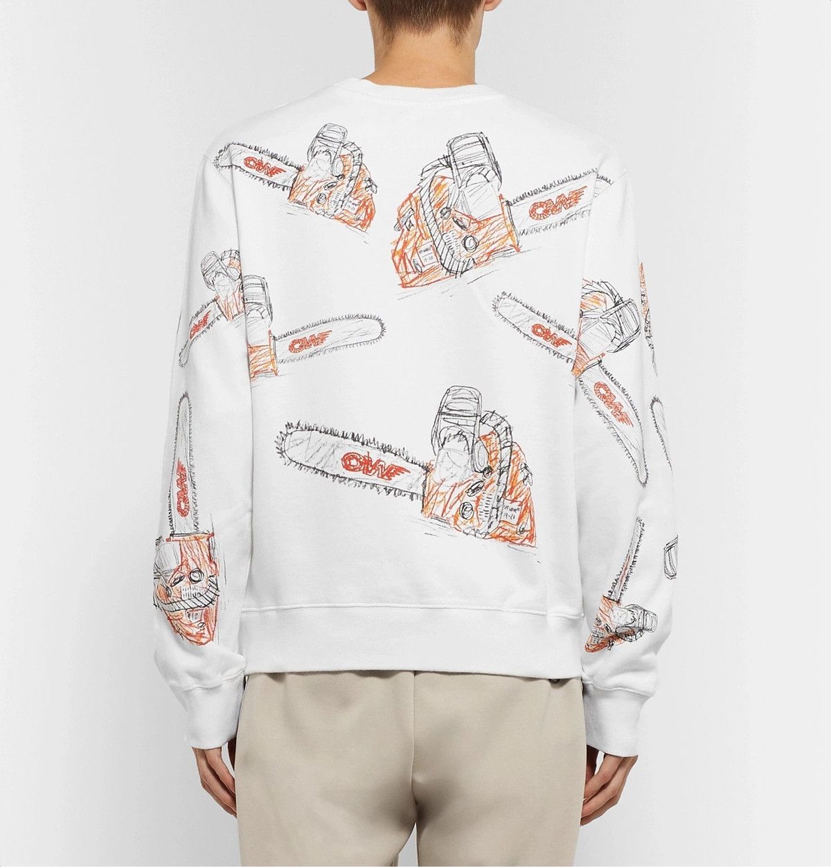 Off-White White Chainsaw Logo Print Sweatshirt Size US M / EU 48-50 / 2 - 4 Thumbnail