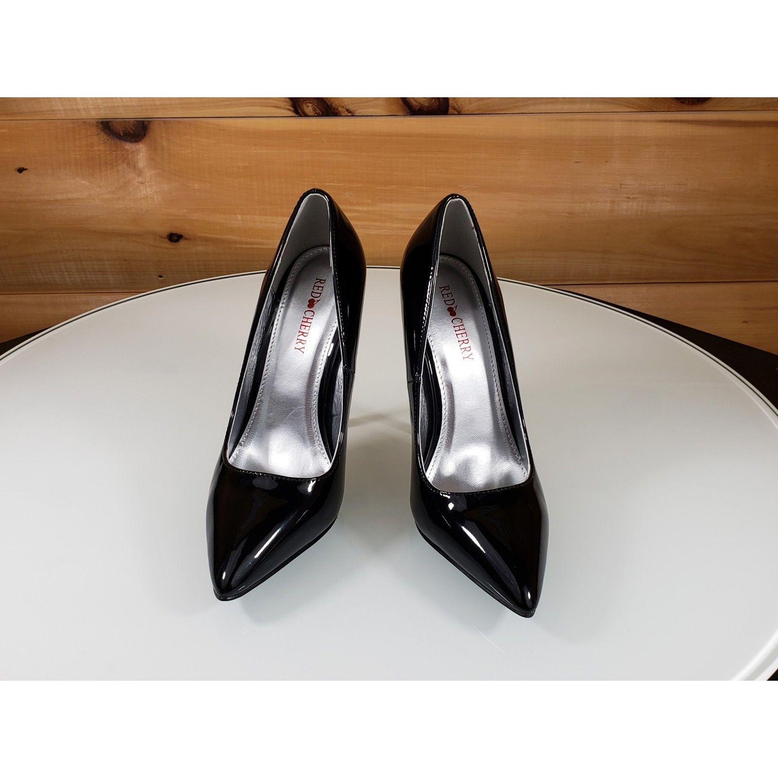 Other Red Cherry Black Patent Pointy Toe Pump Shoe 4.5" Stiletto H Size US 8 / IT 38 - 6 Thumbnail