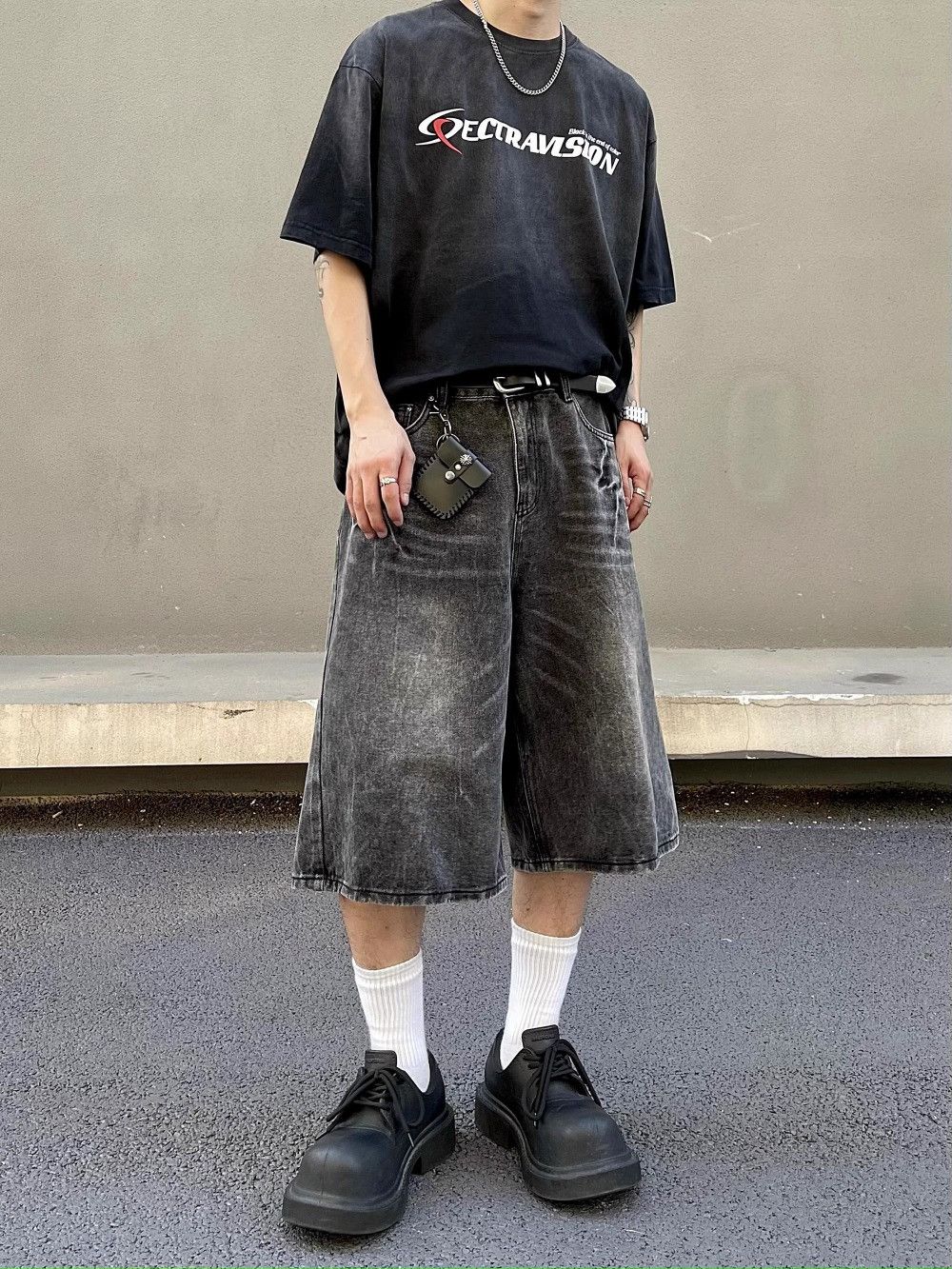 Japanese Brand Lightning Jorts Loose Cropped Denim Size US 27 - 3 Thumbnail