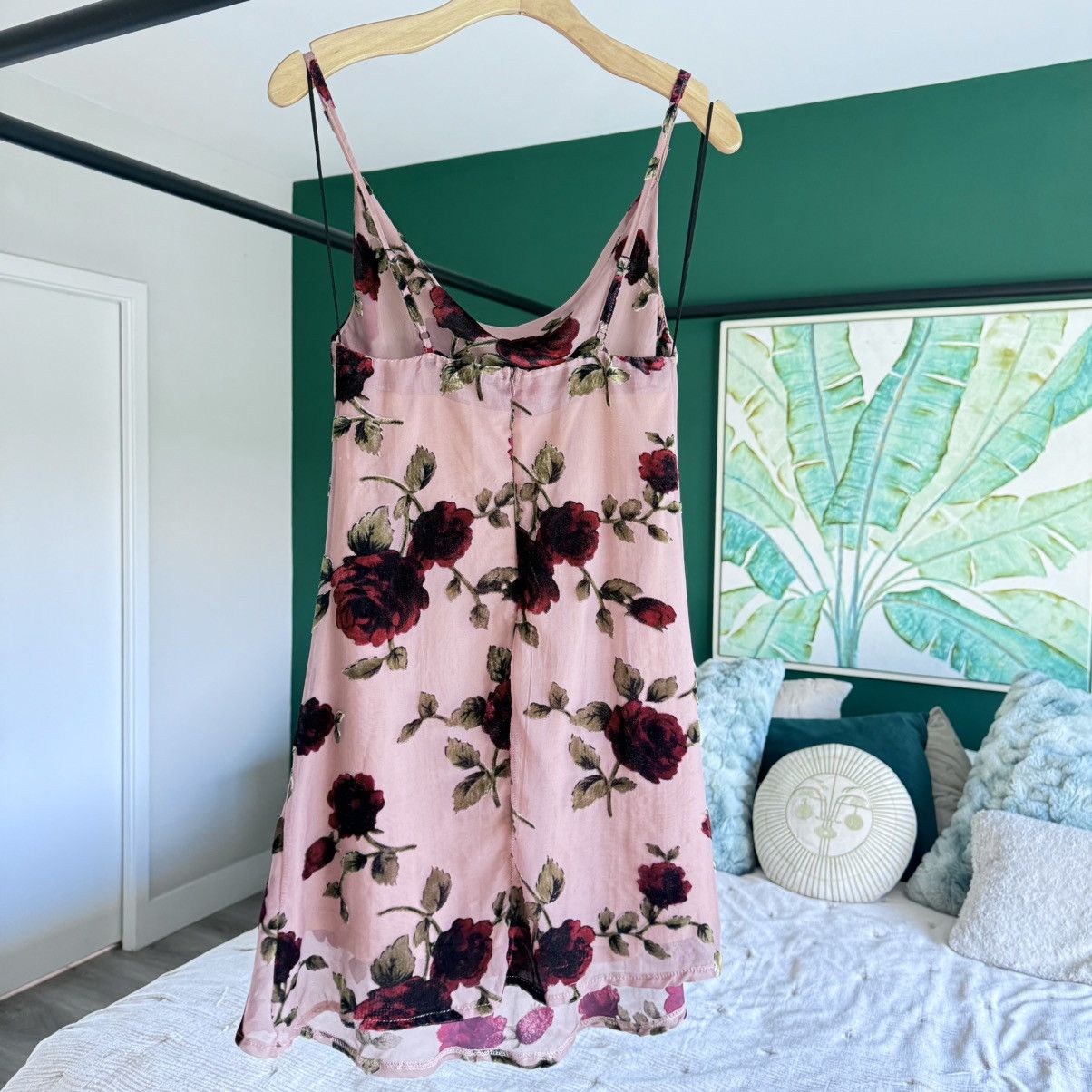 Other Mauve and Red Floral Burnout Mini Slip Dress | Small Size S / US 4 / IT 40 - 2 Thumbnail