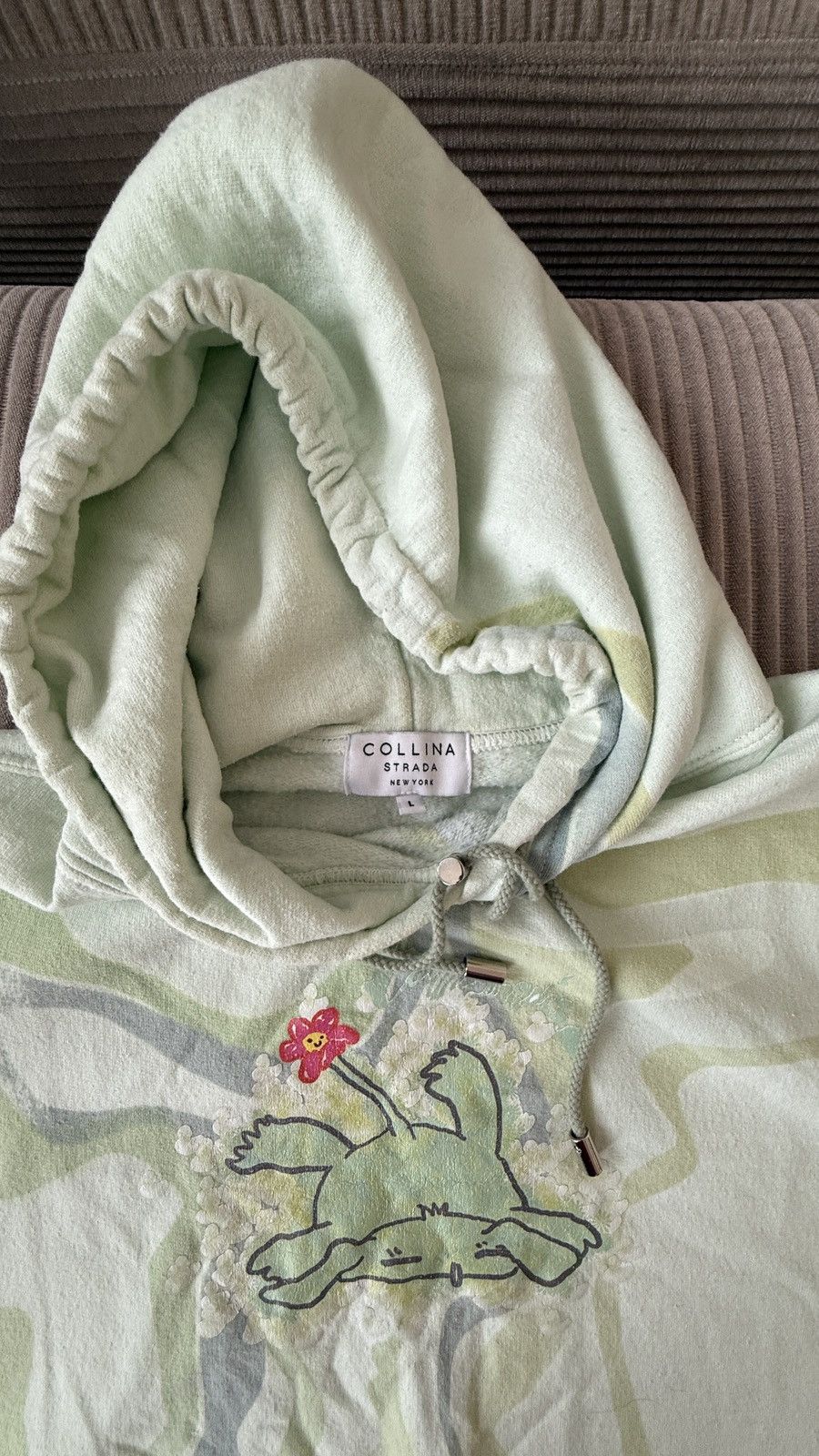 Collina Strada Green Flower Hoodie Size L / US 10 / IT 46 - 2 Thumbnail