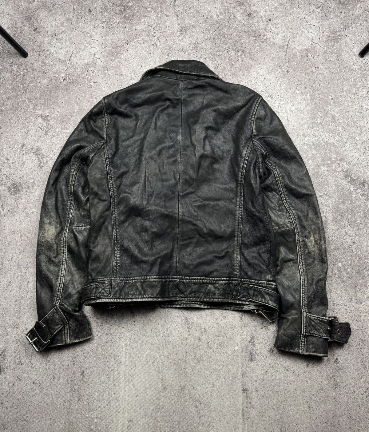 Japanese Brand VINTAGE 90S CROPPED BLACK LEATHER DISTRESSED BIKER JACKET Size US S / EU 44-46 / 1 - 13 Thumbnail