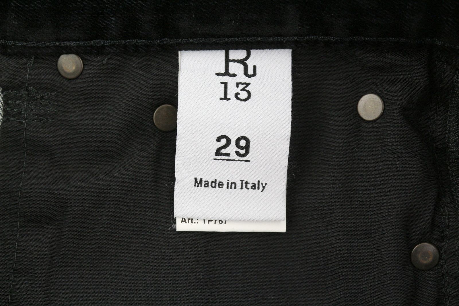R13 ROMEO 29 Flocked Black Velvet Ankle Straight Zip 85816 Size 29" - 8 Thumbnail