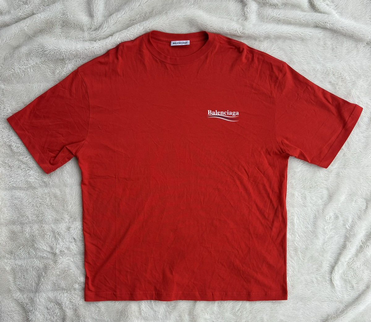 Balenciaga Balenciaga Red Campaign Logo Tees Size US L / EU 52-54 / 3 - 1 Thumbnail