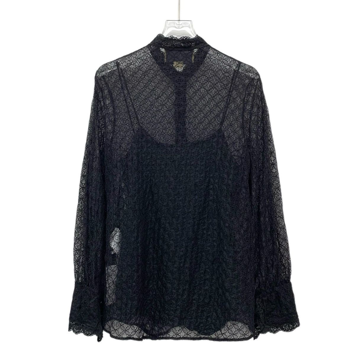 Gucci Gucci Hollow-out Floral Lace Trim Long Sleeve Shirt K26WX Size L / US 10 / IT 46 - 2 Thumbnail