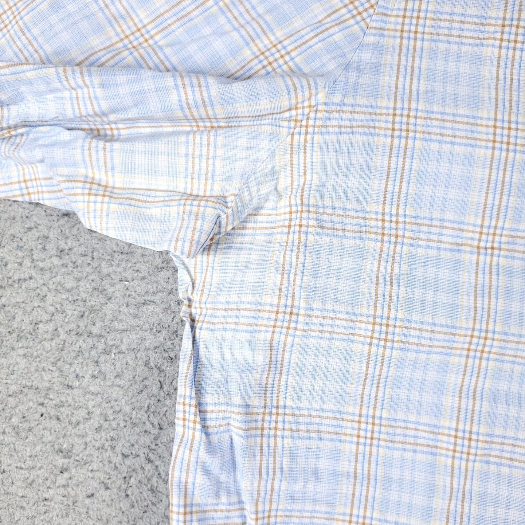 Vintage Penguin Dress Shirt Mens 17 Blue Plaid Long Sleeve Button Up Regular Fit Size 46R - 3 Thumbnail