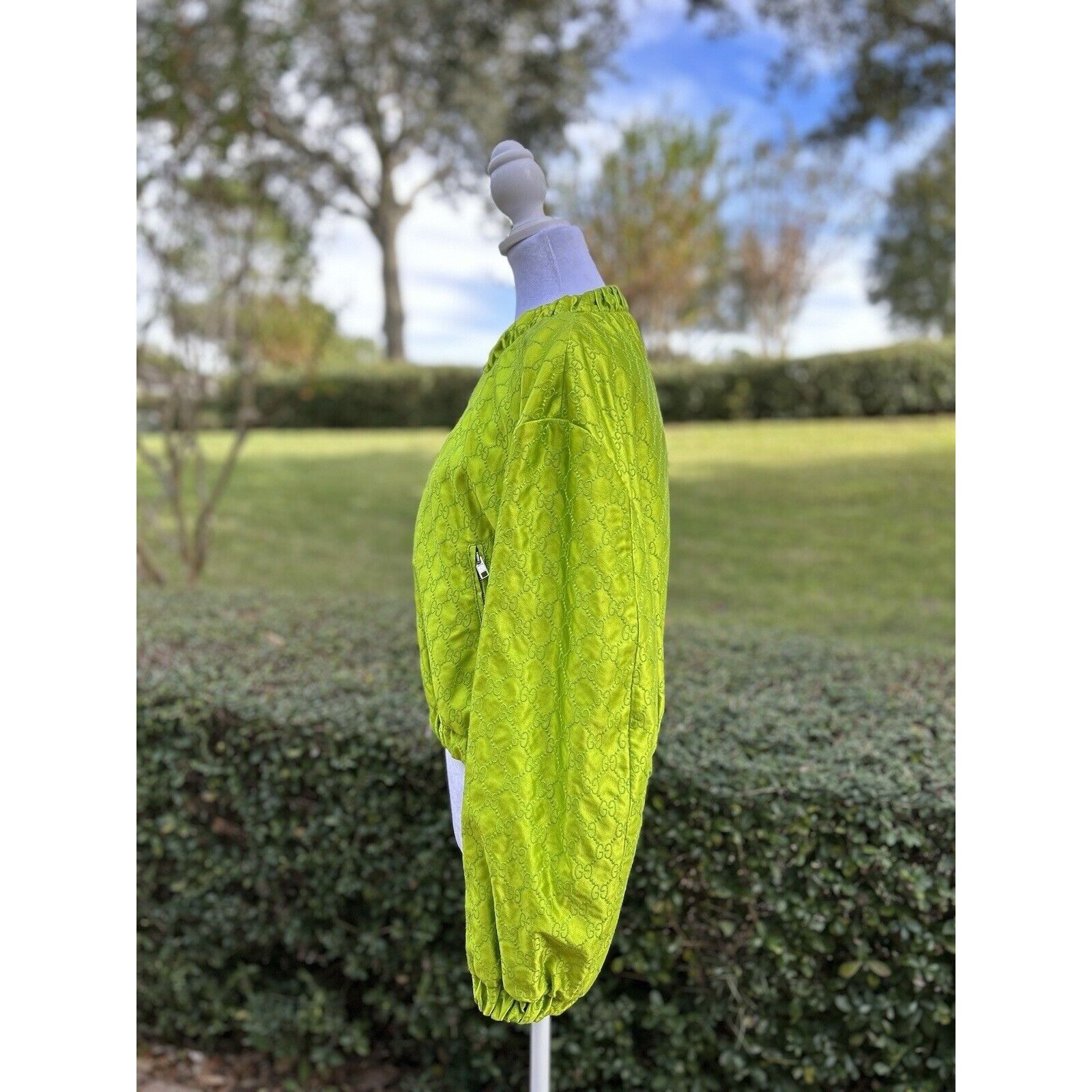Gucci Gucci Green Satin Bomber Jacket New Size 44 Size M / US 6-8 / IT 42-44 - 3 Thumbnail
