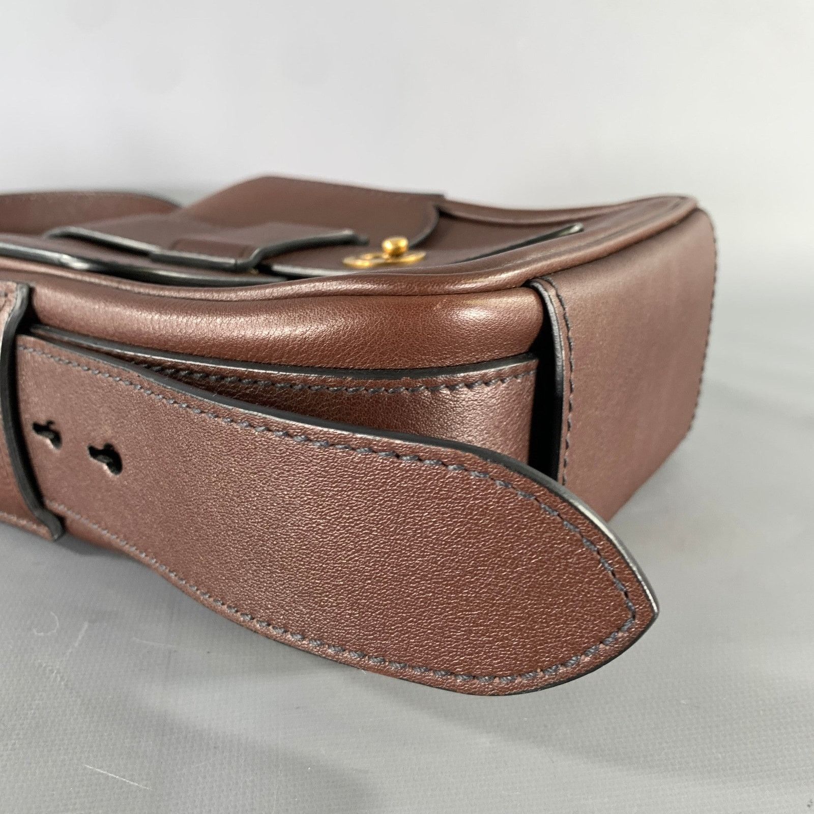 Prada PRADA Brown Crackled Leather Cross Body Bag Size ONE SIZE - 7 Thumbnail