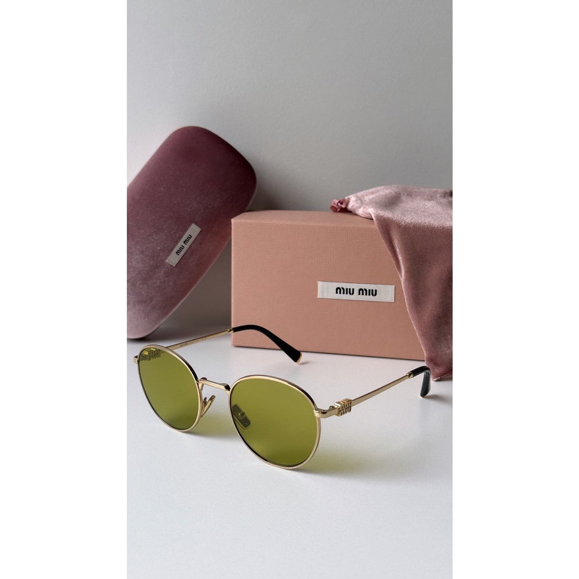 Miu Miu NEW Miu Miu MU55ZS Gold Green Tinted Metal Sunglasses $548 Size ONE SIZE - 3 Thumbnail