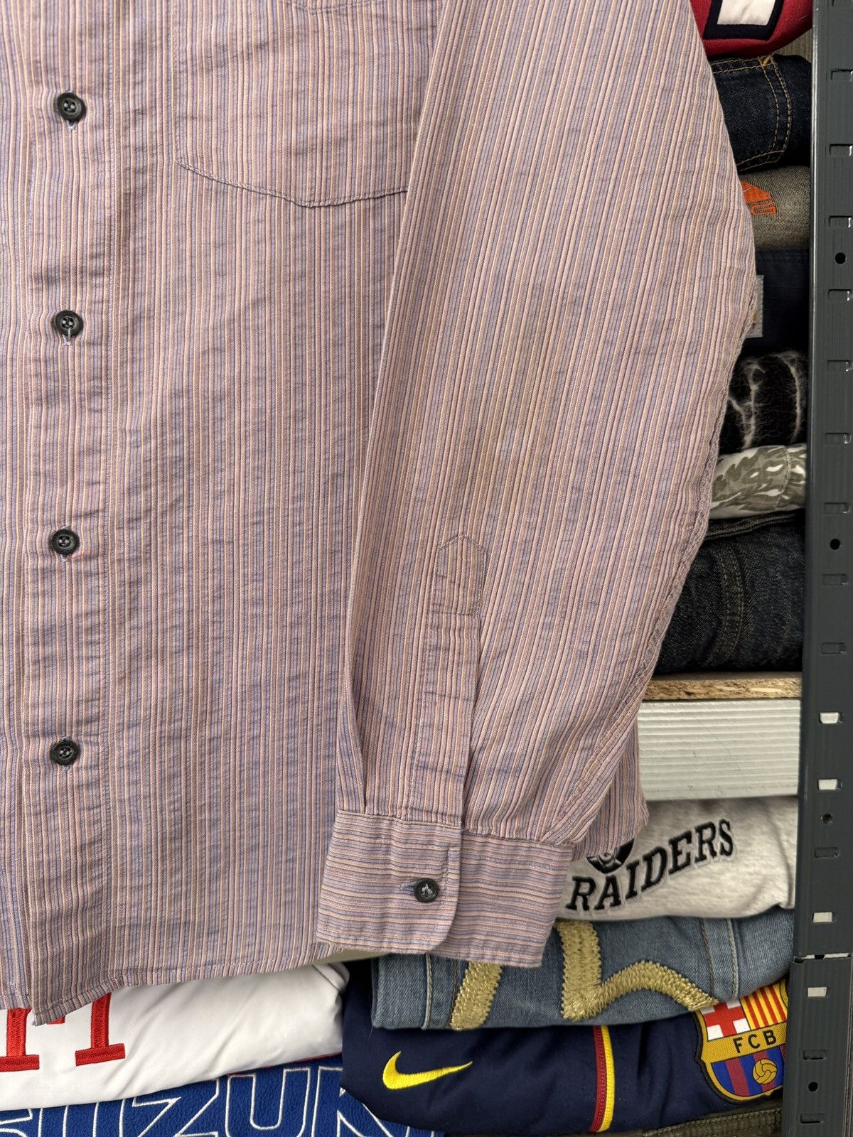 Armani Armani Jeans Striped Shirt Button Up Rayon Size US M / EU 48-50 / 2 - 6 Thumbnail
