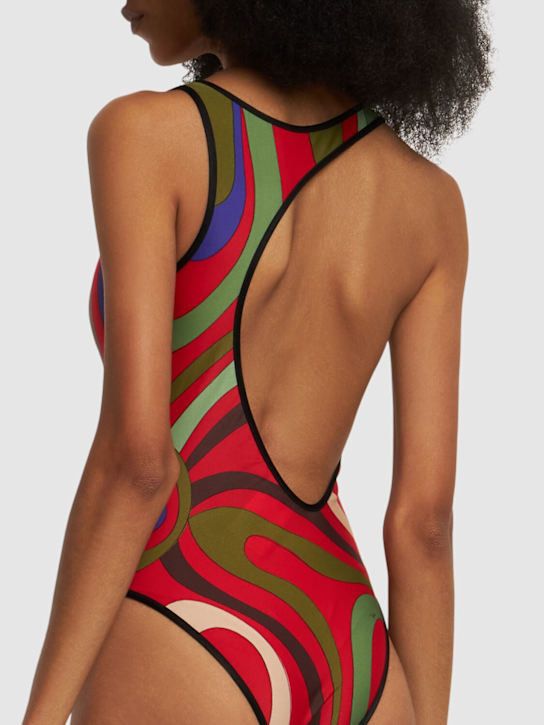 Emilio Pucci o1mle1224 Marmo Print Cut Out Swimsuit in Multicolor Size L / US 10 / IT 46 - 3 Thumbnail
