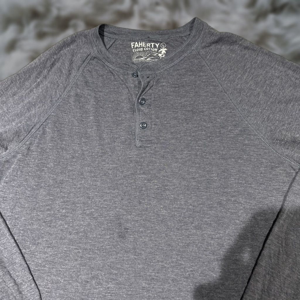Faherty Faherty Shirt Mens Large Henley Long Sleeve Casual Cloud Soft Lightweight Gray Size US L / EU 52-54 / 3 - 1 Thumbnail