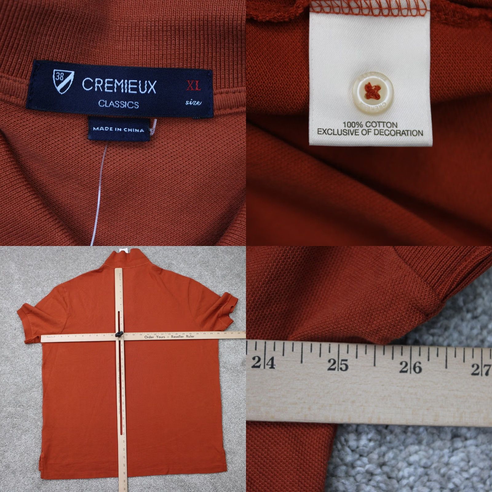 Cremieux Cremieux Classics Polo Shirt Mens XL Orange NWT 100% Cotton S/S Pique Short Sleeve Button-Down Casual Sportsman Style Comfort Fit Size US XL / EU 56 / 4 - 8 Thumbnail