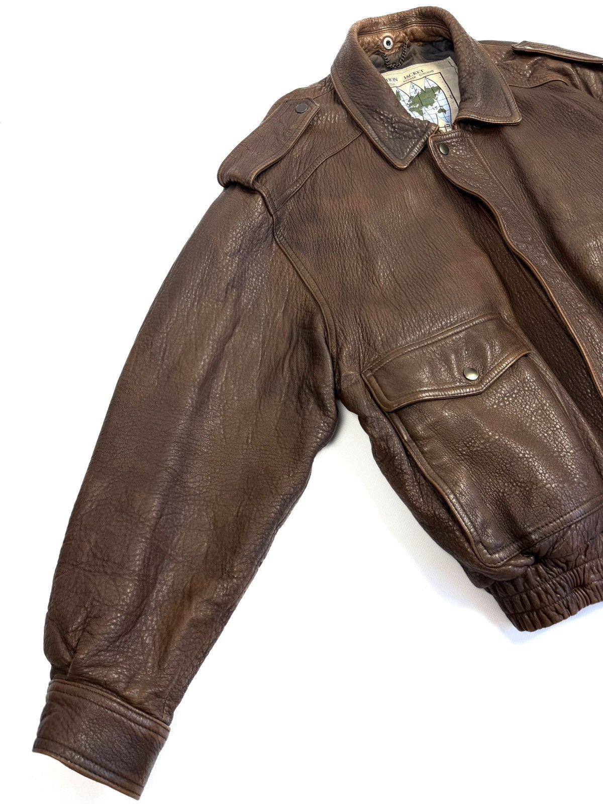 Japanese Brand St Michael Vintage Leather Aviation Bomber Jacket Japanese Size US L / EU 52-54 / 3 - 13 Thumbnail