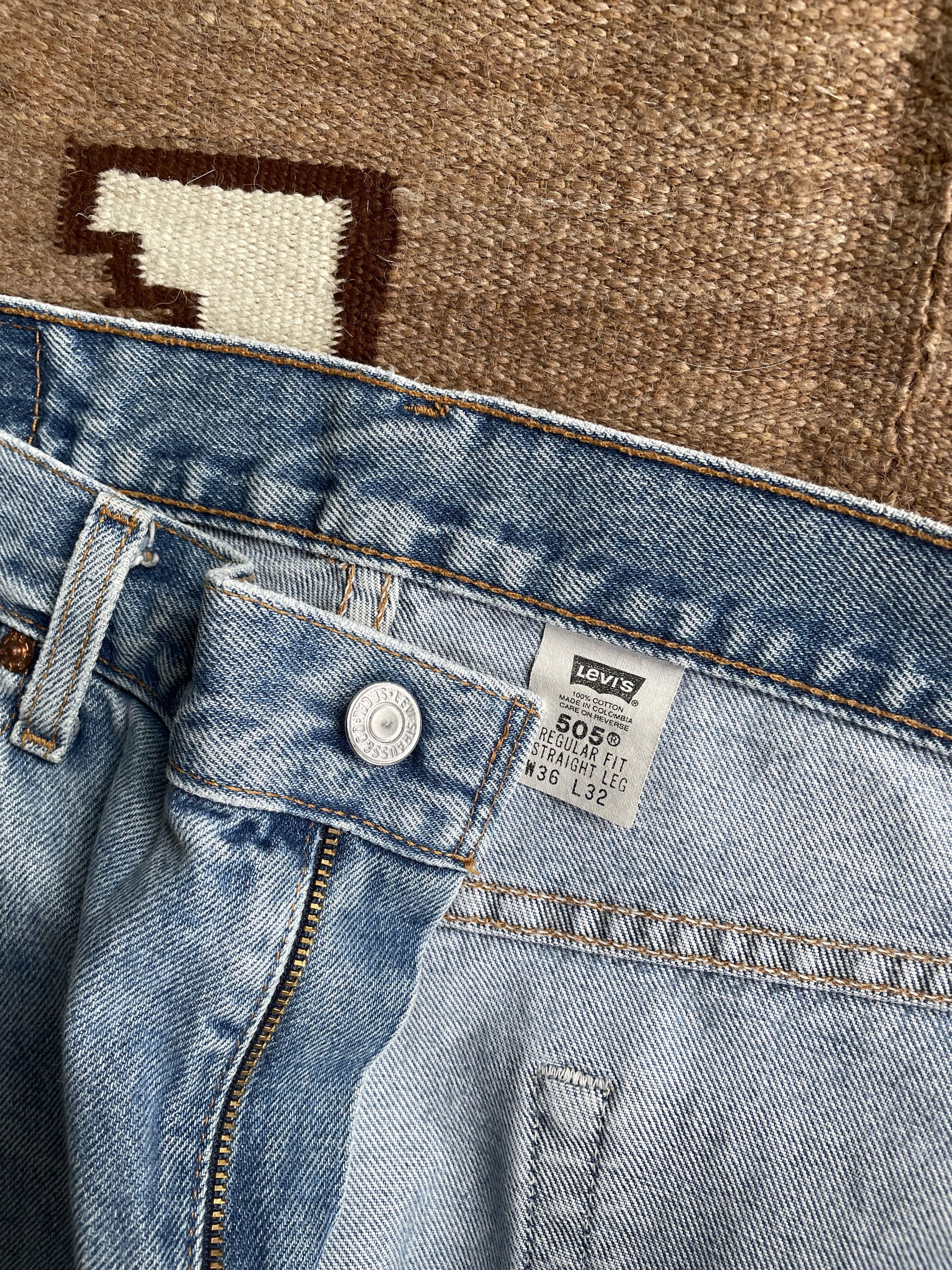 Jean Levis 505 Vintage 90s Light Blue Denim Jeans 6864AC Size US 36 / EU 52 - 3 Thumbnail