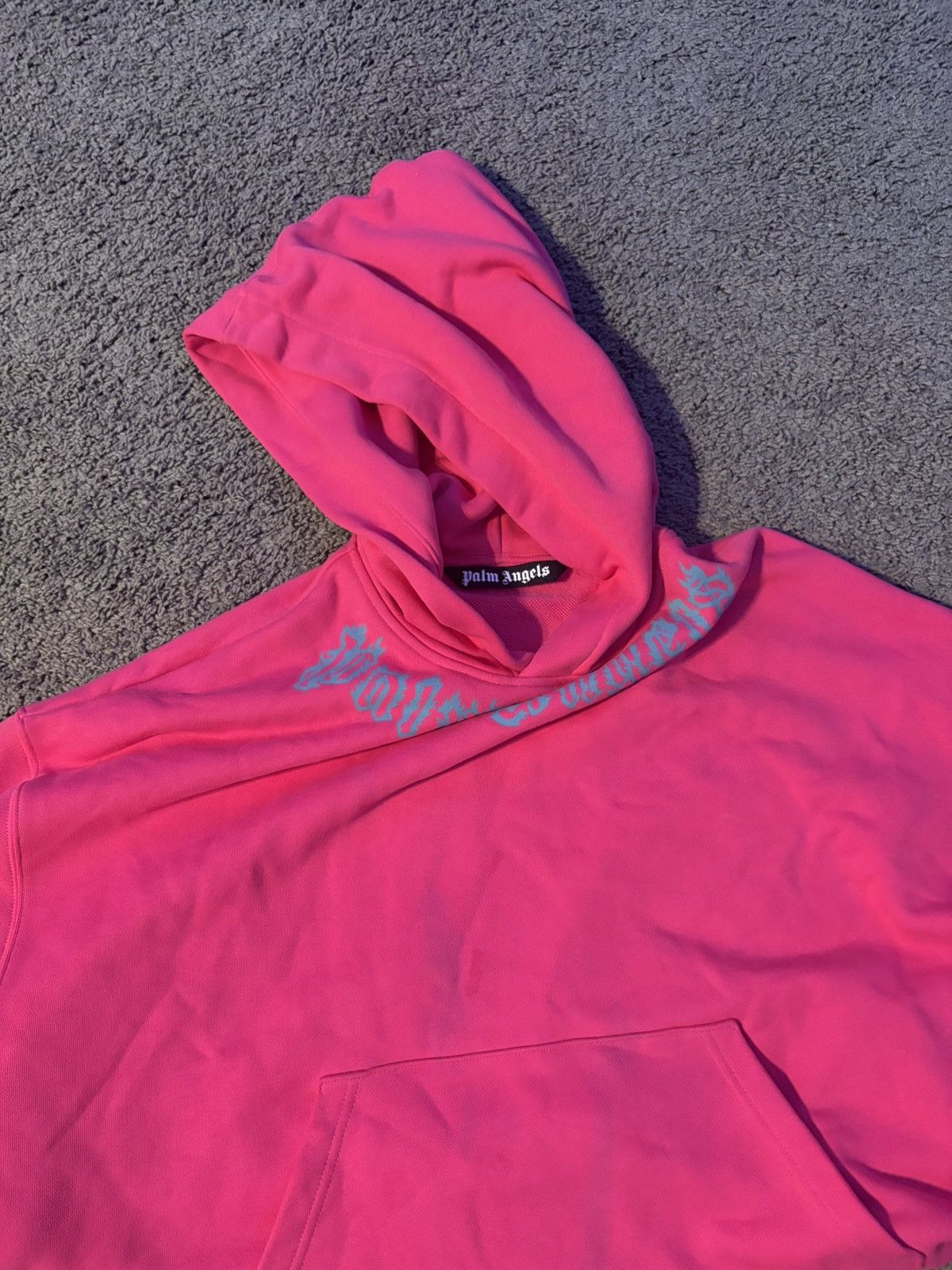Palm Angels Palm angles hoodie pink with blue wording Size XXL / US 16-18 / IT 52-54 - 2 Thumbnail