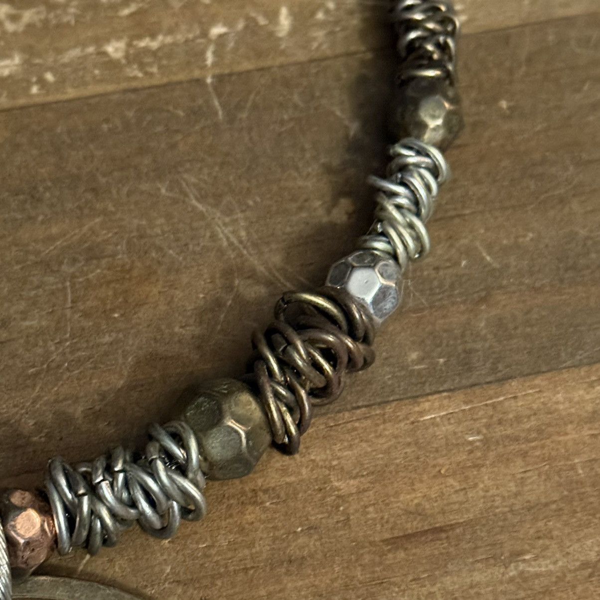 Other Mixed metal bead wired necklace with layered circle pendant Size ONE SIZE - 4 Thumbnail