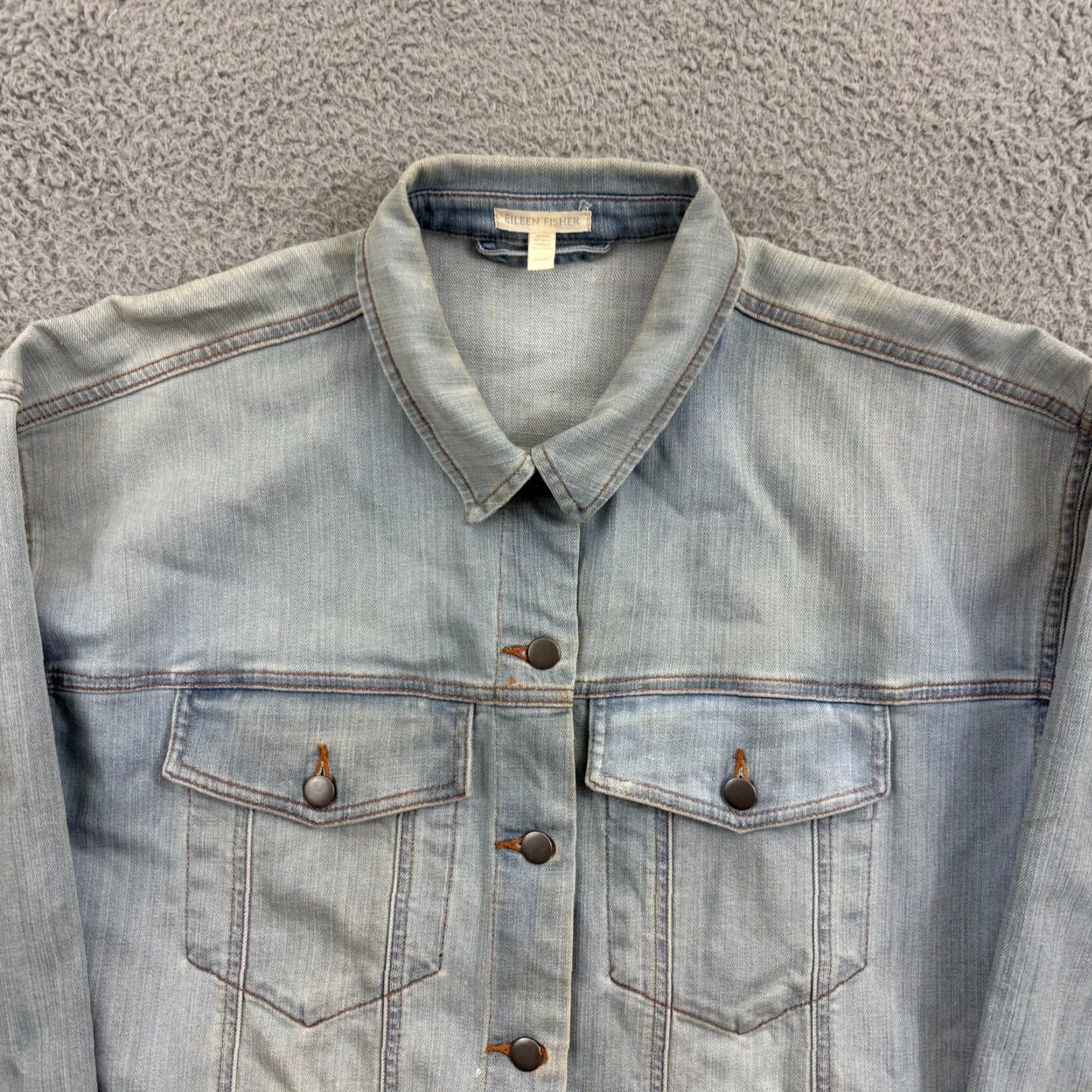 Eileen Fisher Eileen Fisher Denim Jacket Women M Light Blue Button Up Trucker Y2K Outdoor Casual Modern Basic Jacket Mens Womens Girls Size M / US 6-8 / IT 42-44 - 3 Thumbnail